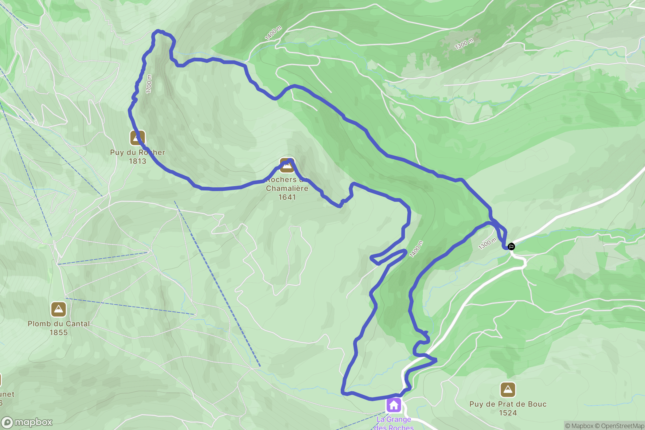 Albepierre-Bredons : carte du parcours de randonnée - France
