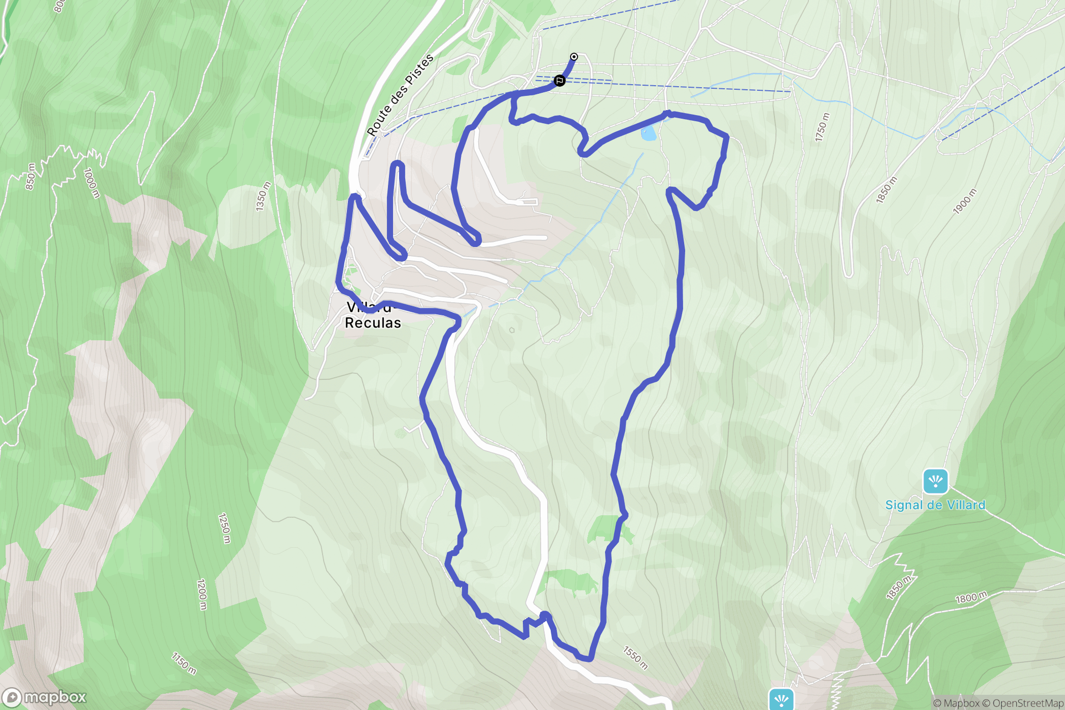 Villard-Reculas : carte du parcours de randonnée - France