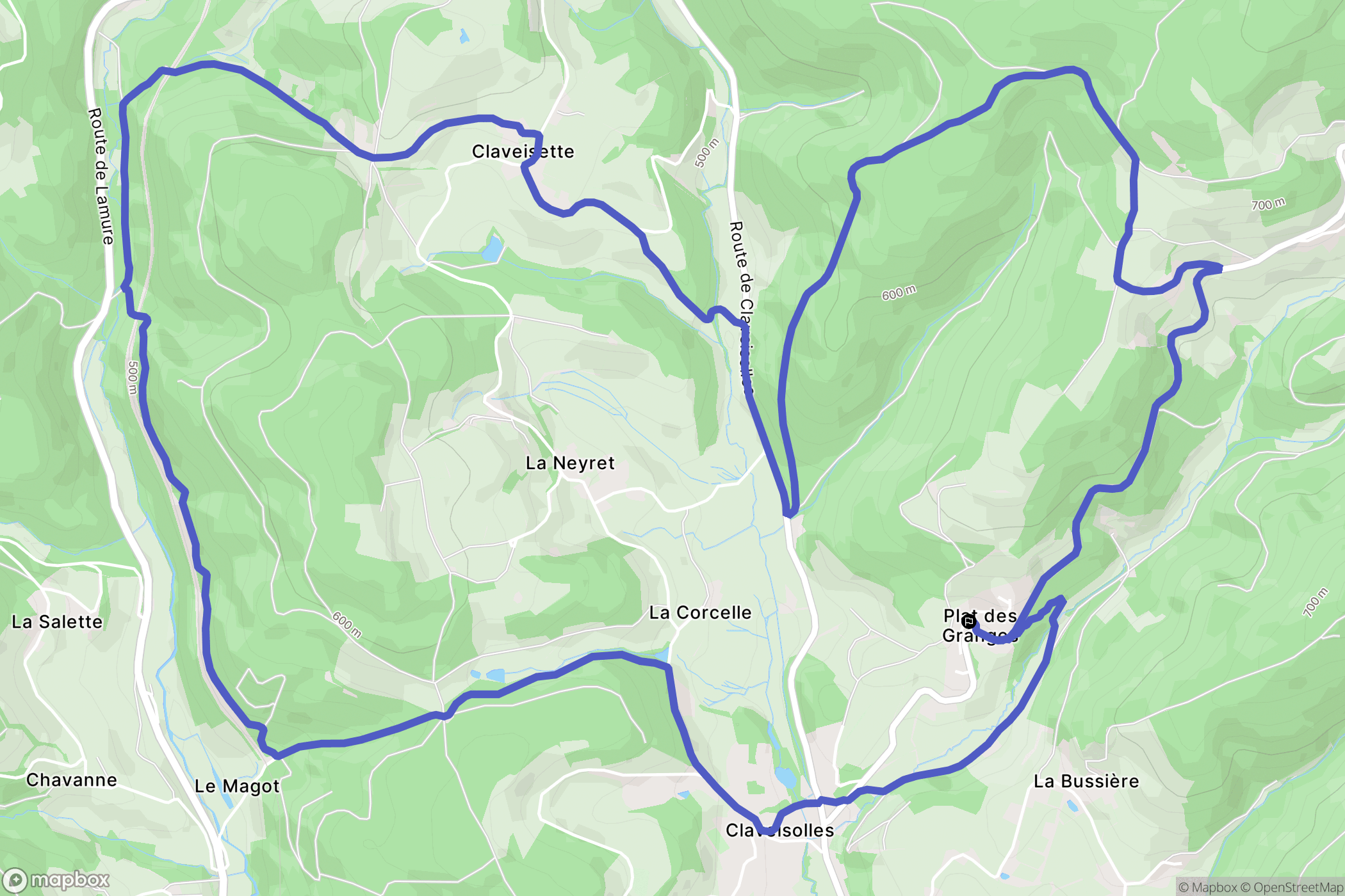 Claveisolles : carte du parcours de randonnée - France