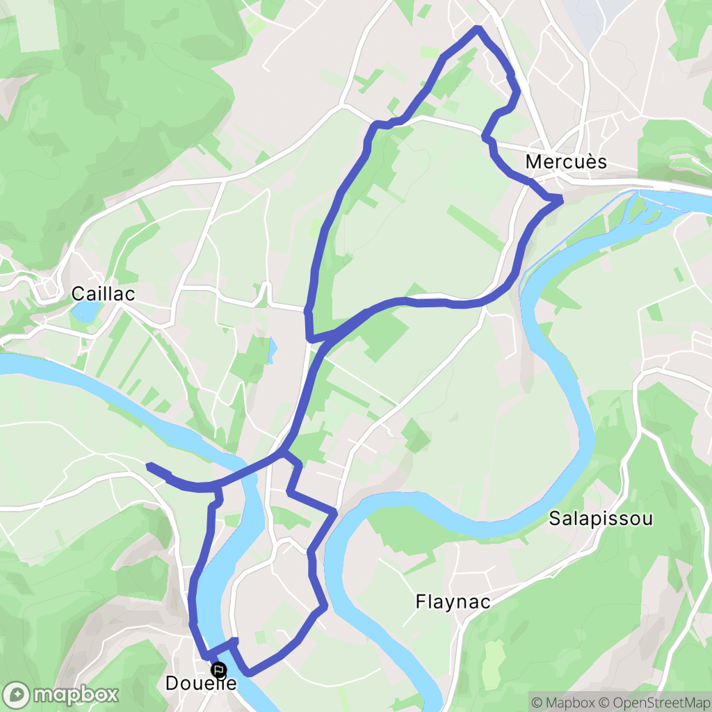 Douelle : carte du parcours de randonnée - France