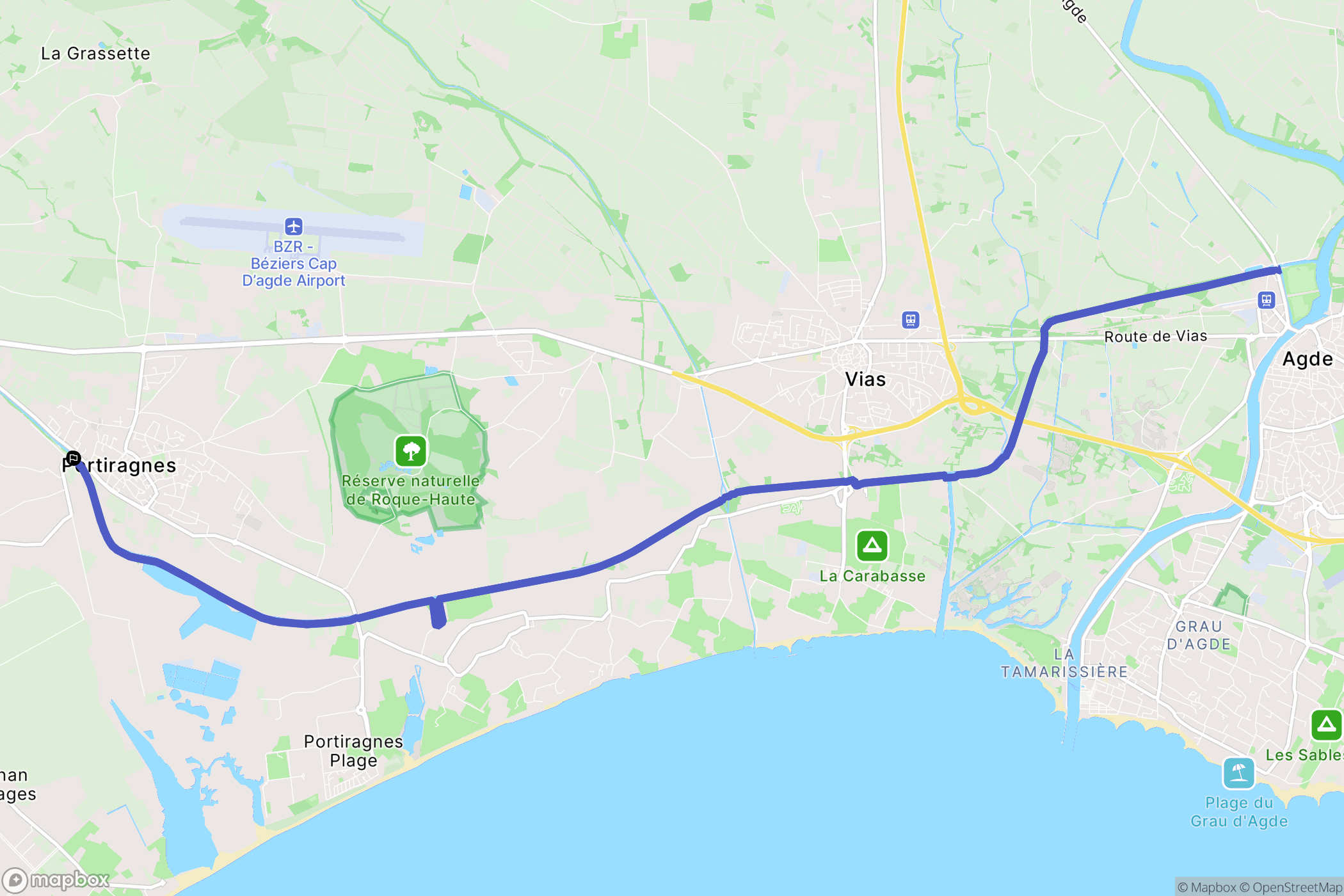 Portiragnes : carte du parcours de randonnée - France
