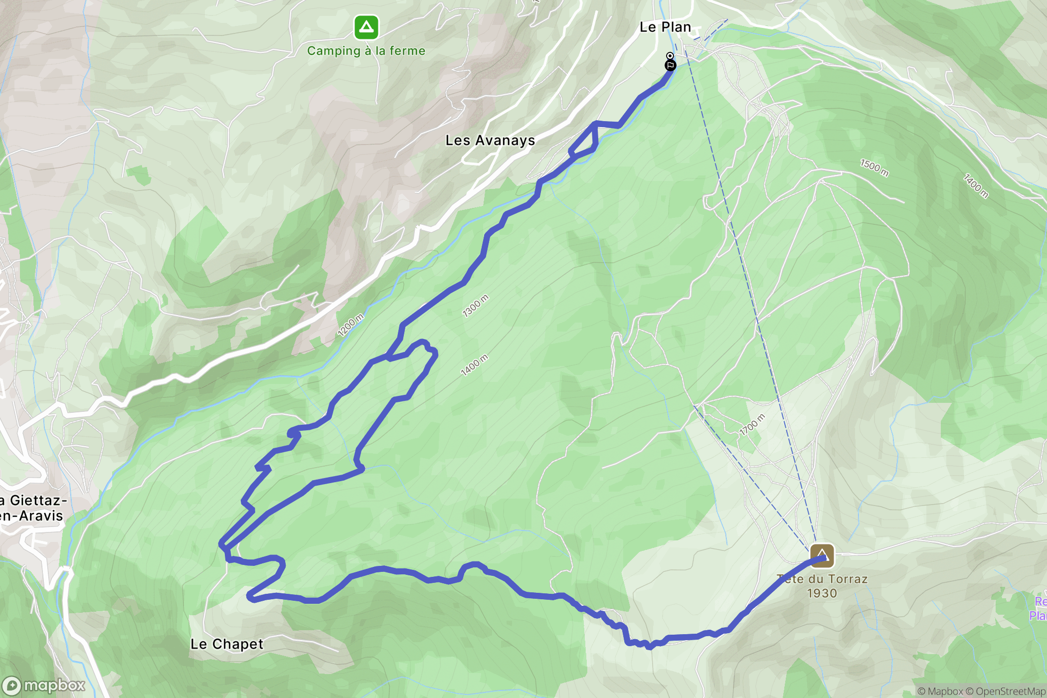 La Giettaz : carte du parcours de randonnée - France