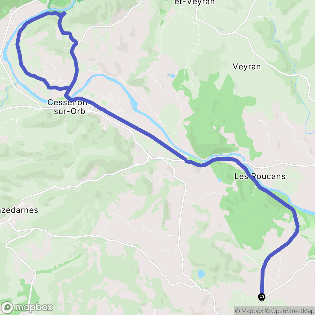 Cazouls-lès-Béziers : carte du parcours de randonnée - France