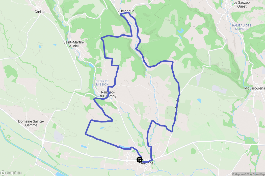 Alzonne : carte du parcours de randonnée - France