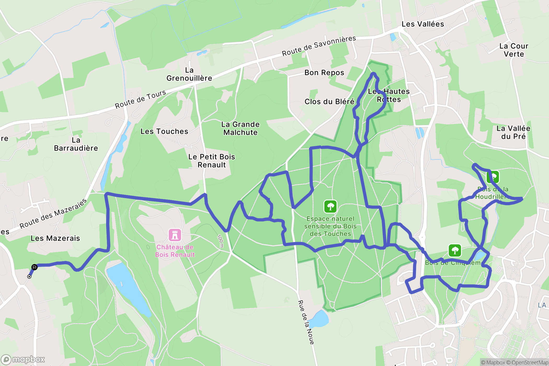Savonnières : carte du parcours de randonnée - France