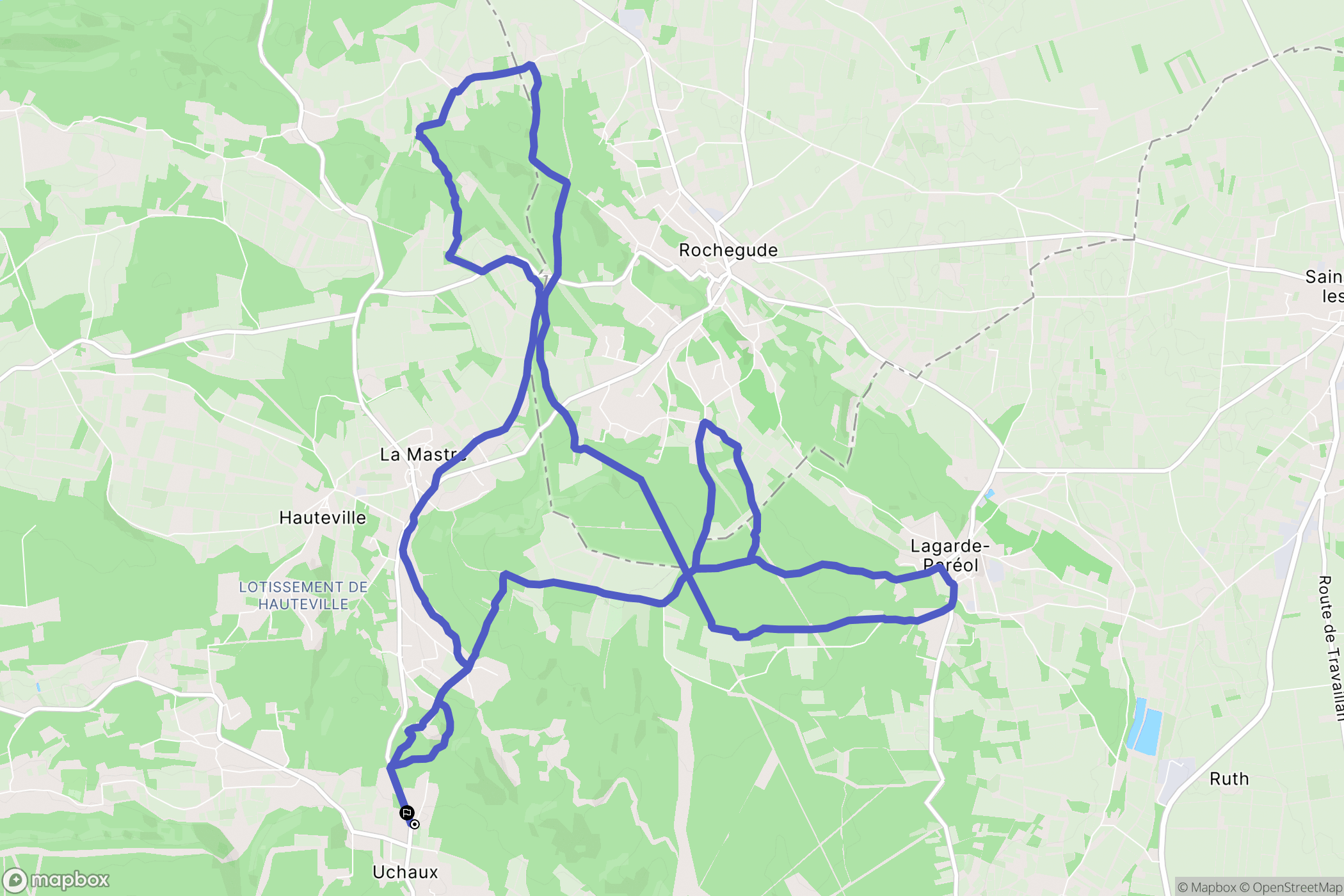 Uchaux : carte du parcours de randonnée - France