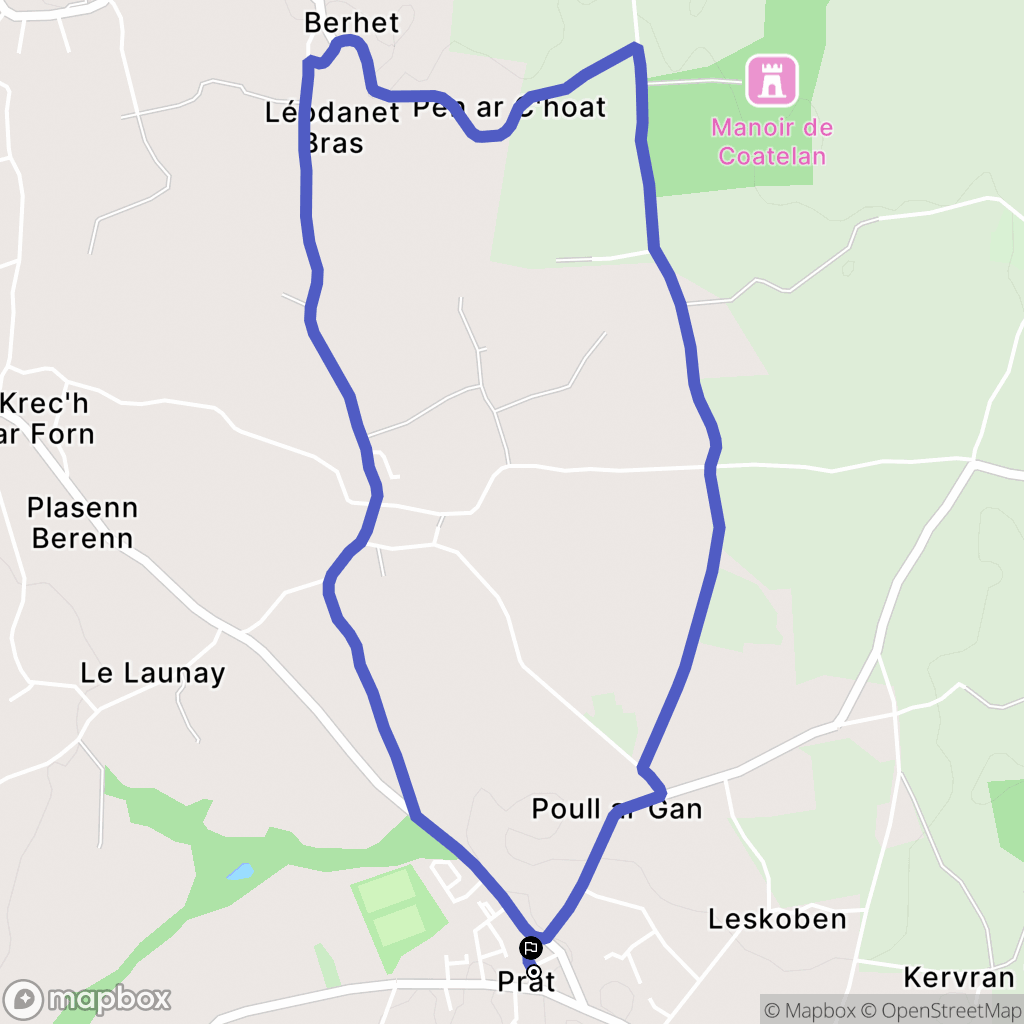 Prat : carte du parcours de randonnée - France