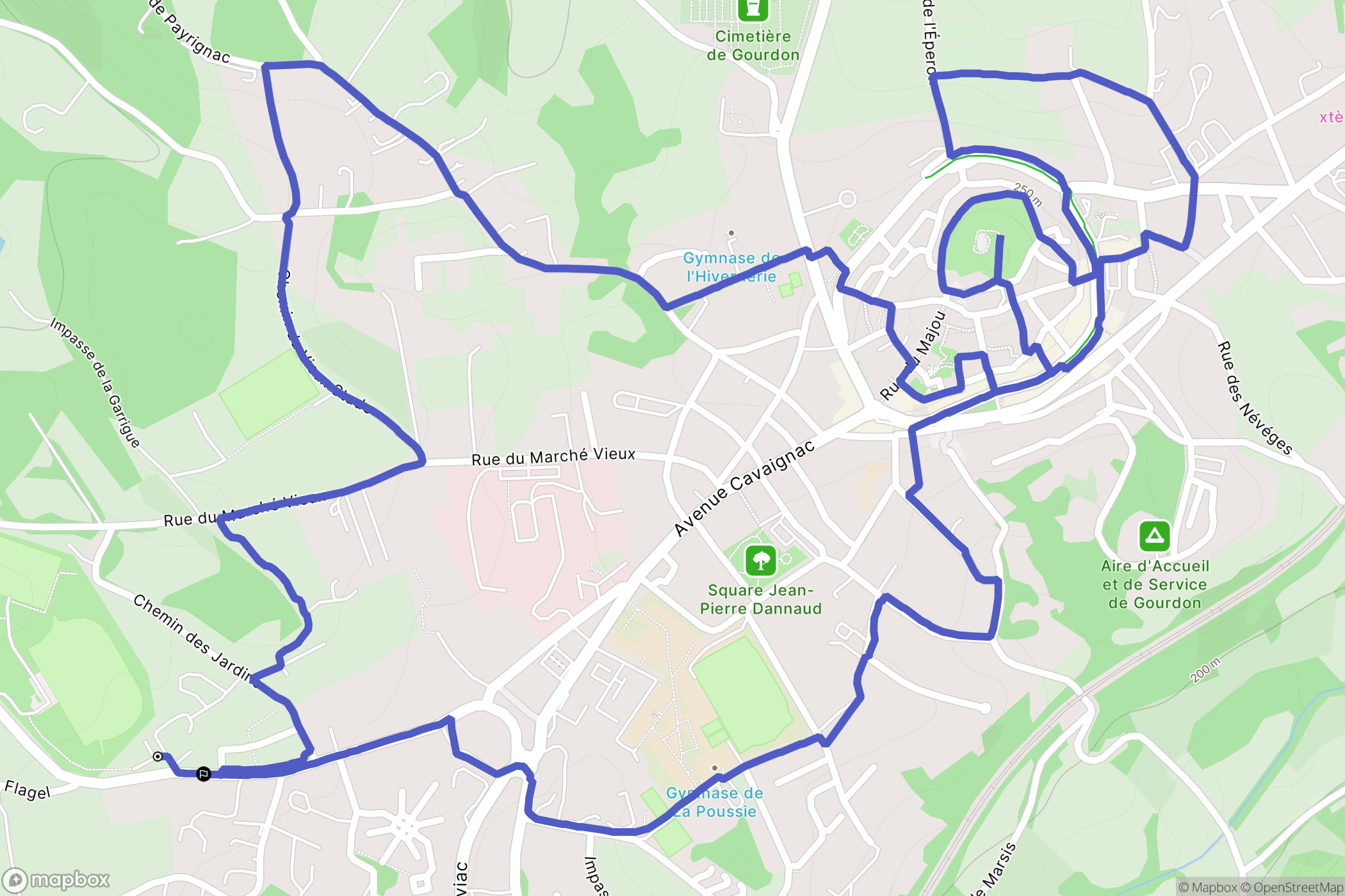 Gourdon : carte du parcours de randonnée - France