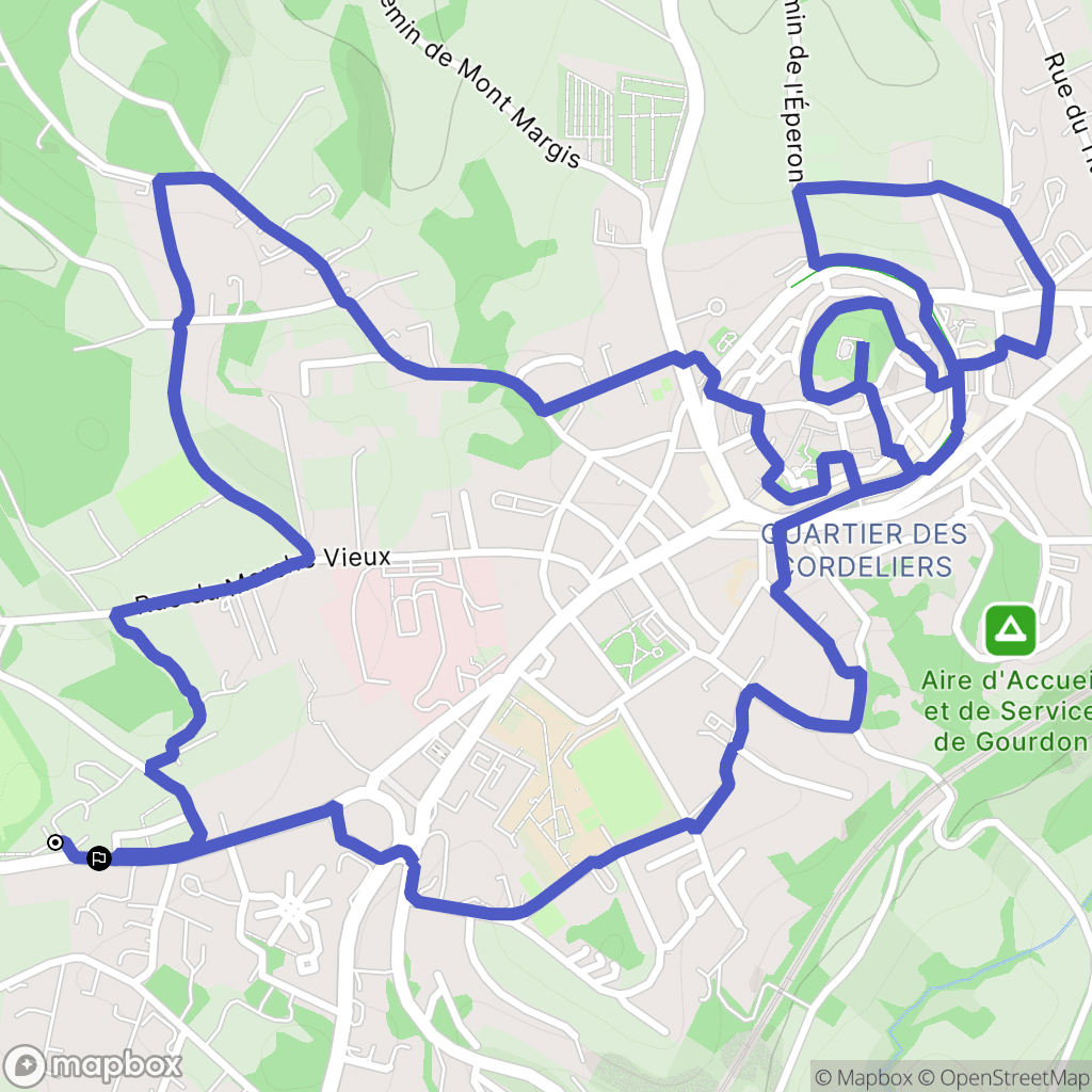 Gourdon : carte du parcours de randonnée - France