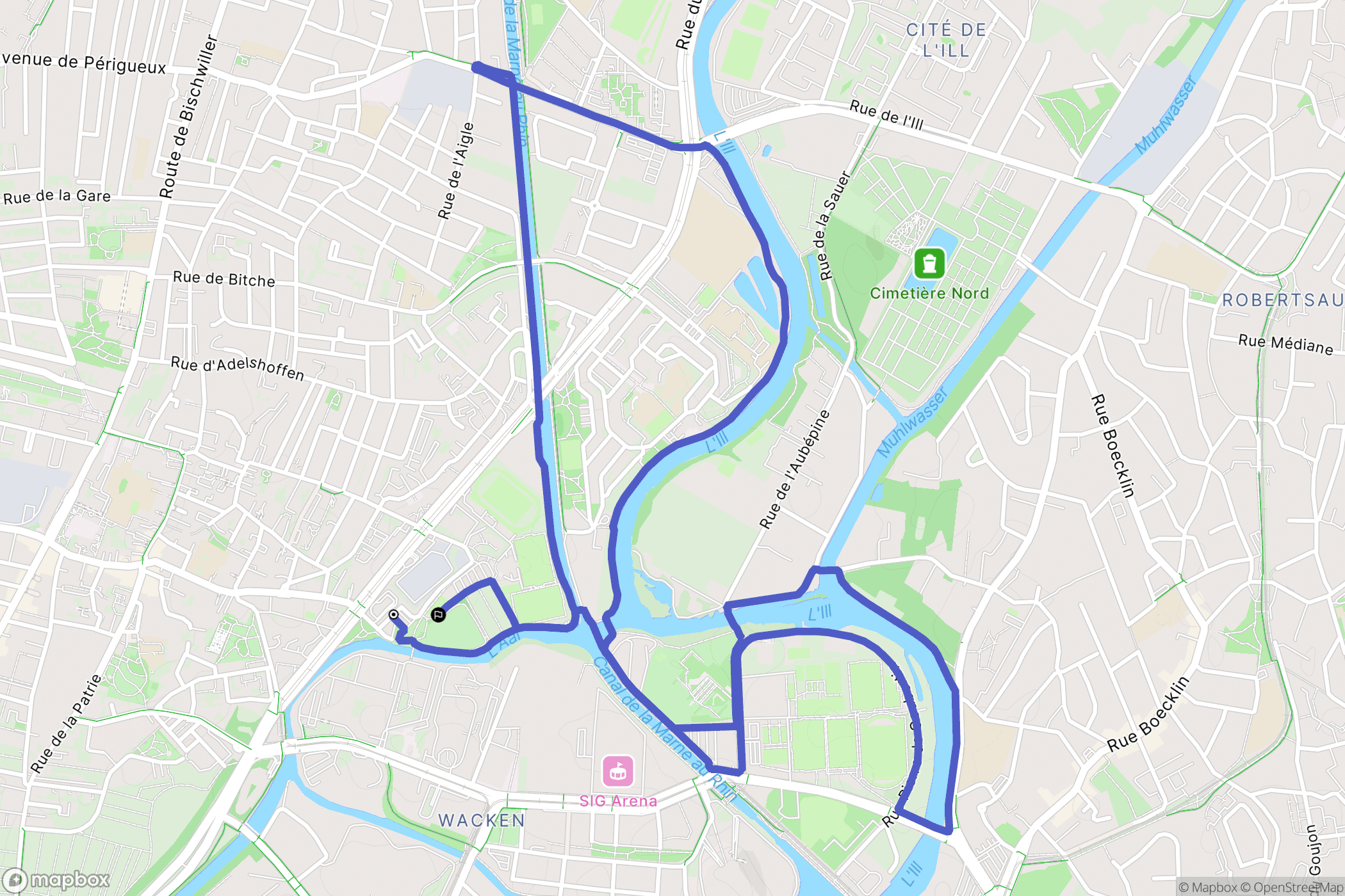 Schiltigheim : carte du parcours de randonnée - France