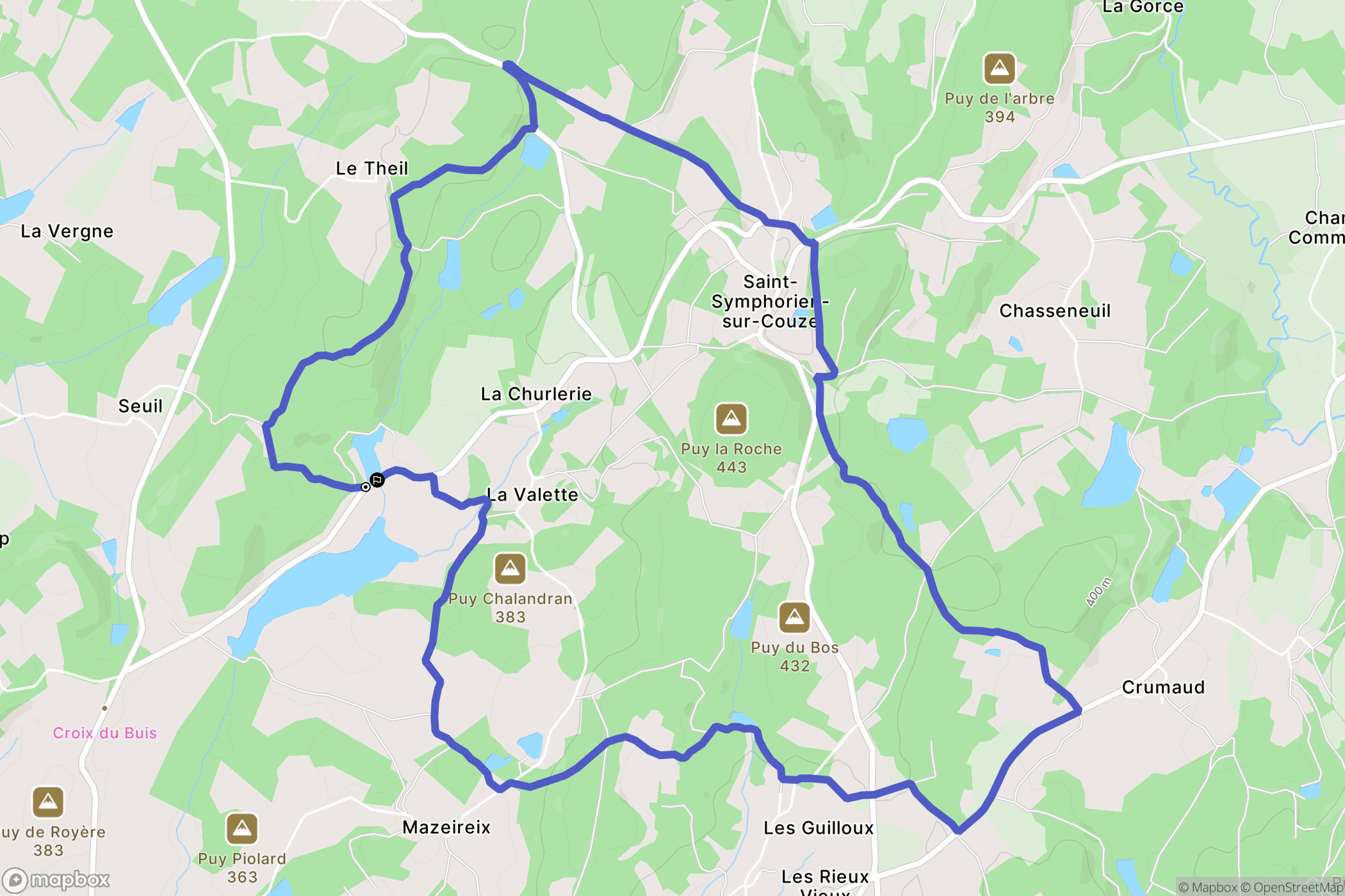 Saint-Pardoux-le-Lac : carte du parcours de randonnée - France