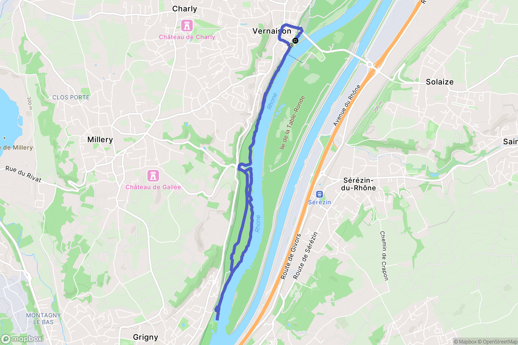 Vernaison : carte du parcours de randonnée - France