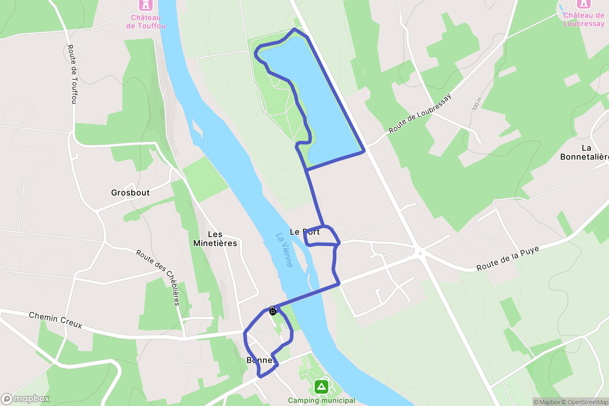 Bonnes : carte du parcours de randonnée - France