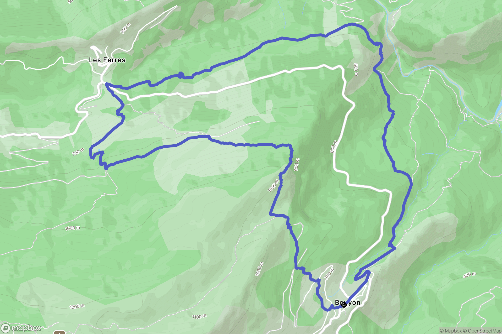 Bouyon : carte du parcours de randonnée - France