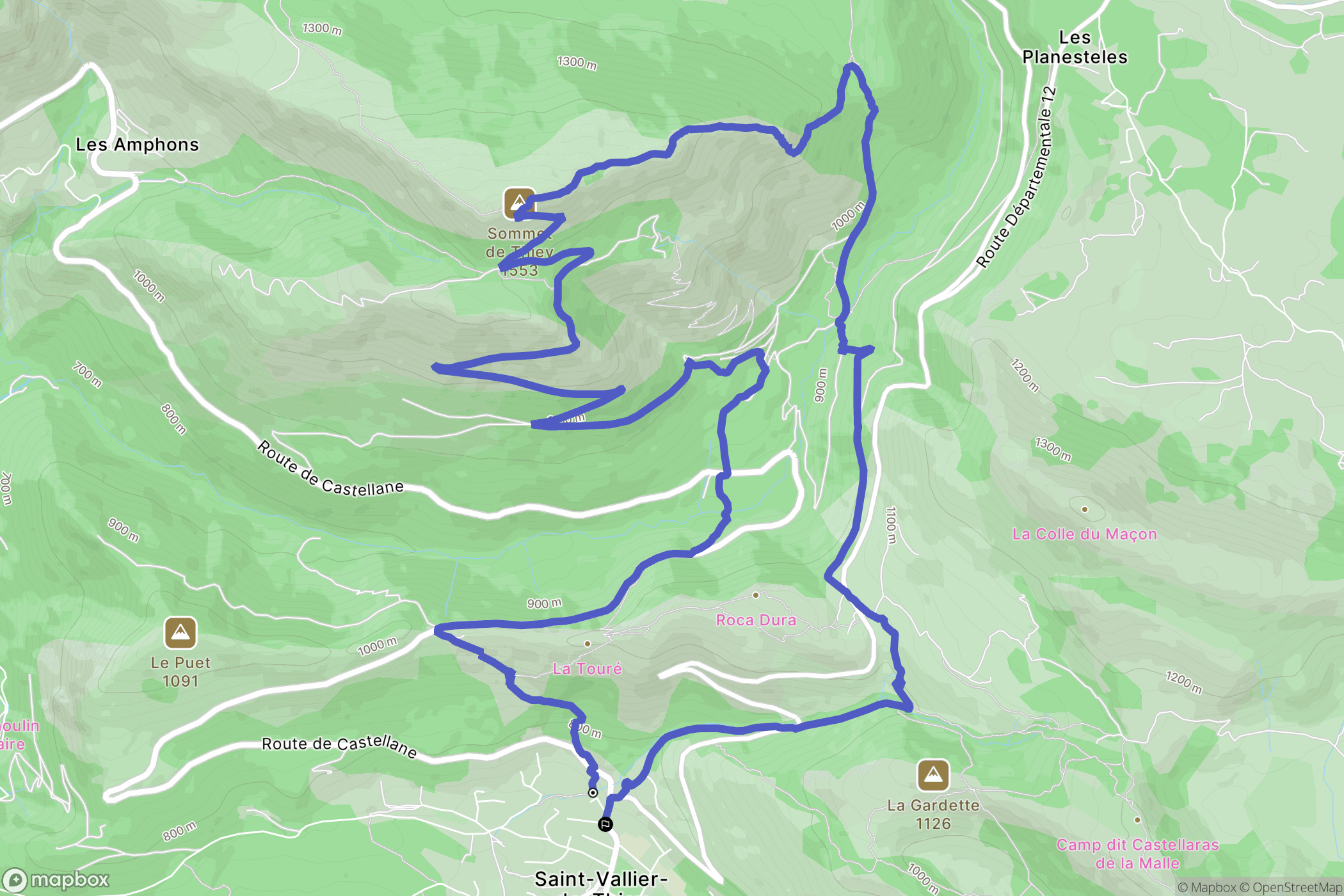 Saint-Vallier-de-Thiey : carte du parcours de randonnée - France