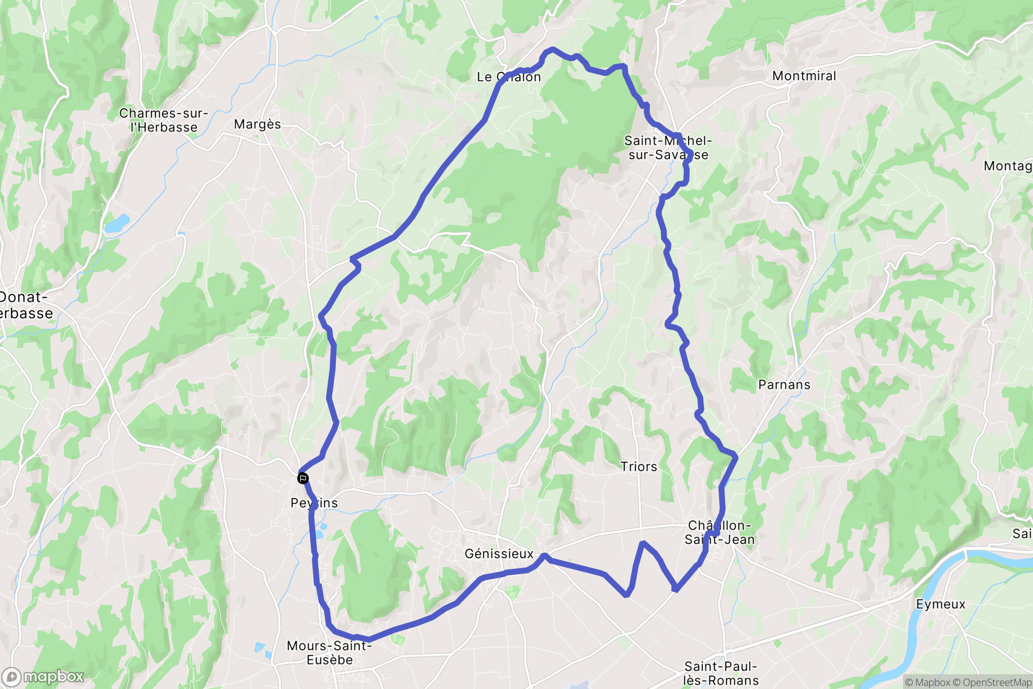 Peyrins : carte du parcours de randonnée - France