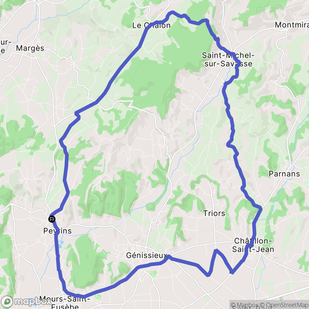 Peyrins : carte du parcours de randonnée - France