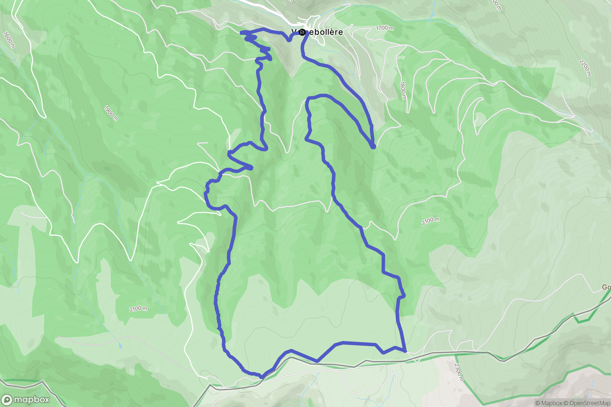 Valcebollère : carte du parcours de randonnée - France