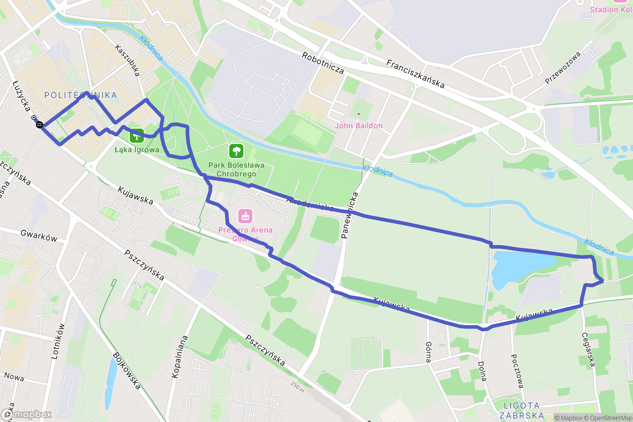 Gliwice: mapa trasy - Poland