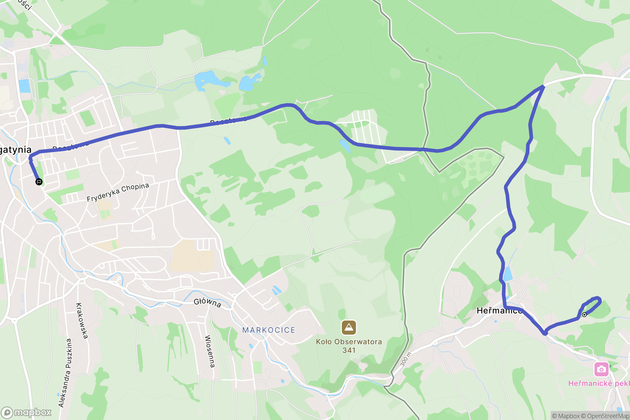 Heřmanice: mapa trasy - Czechia