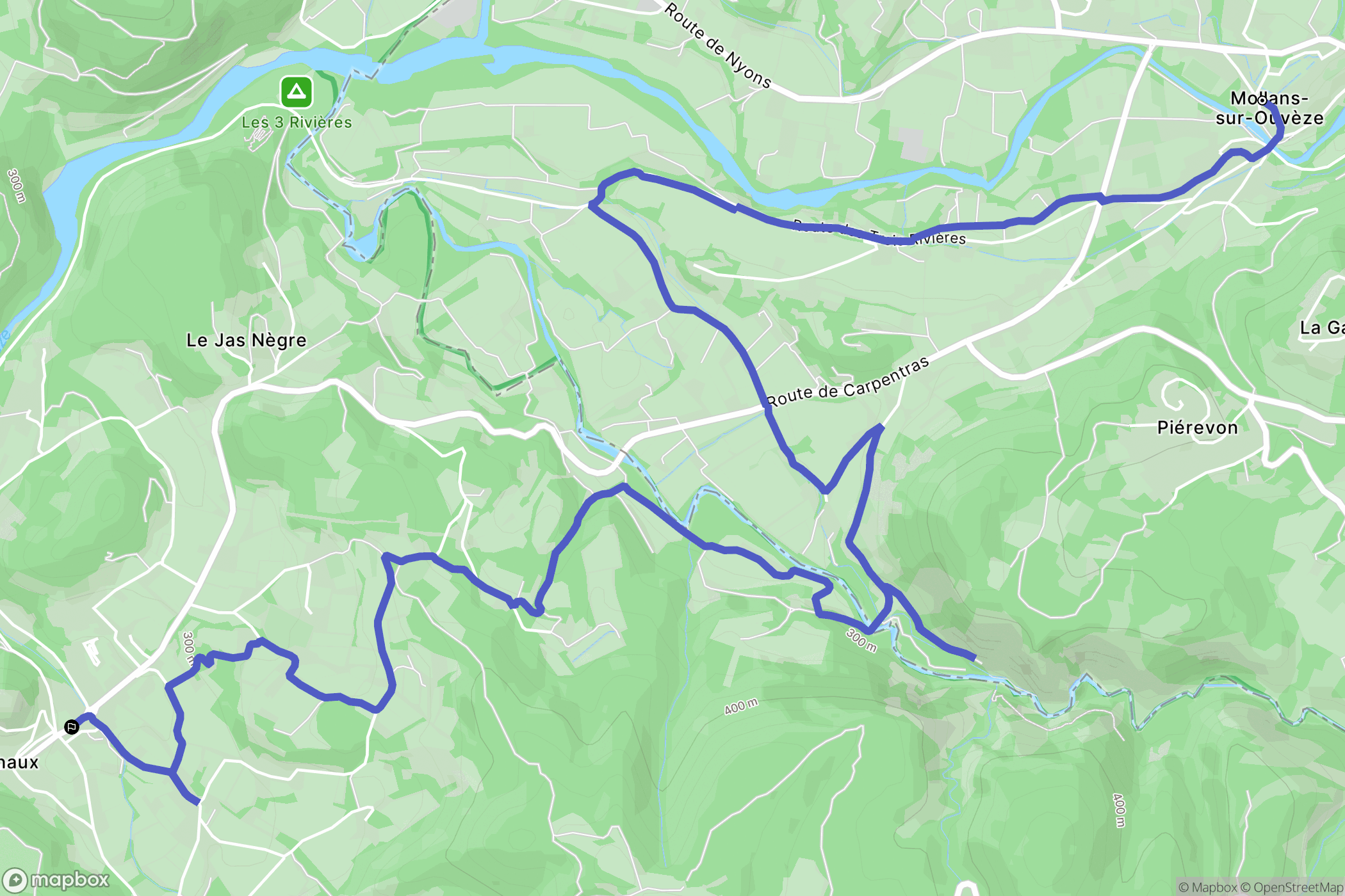 Mollans-sur-Ouvèze : carte du parcours de randonnée - France