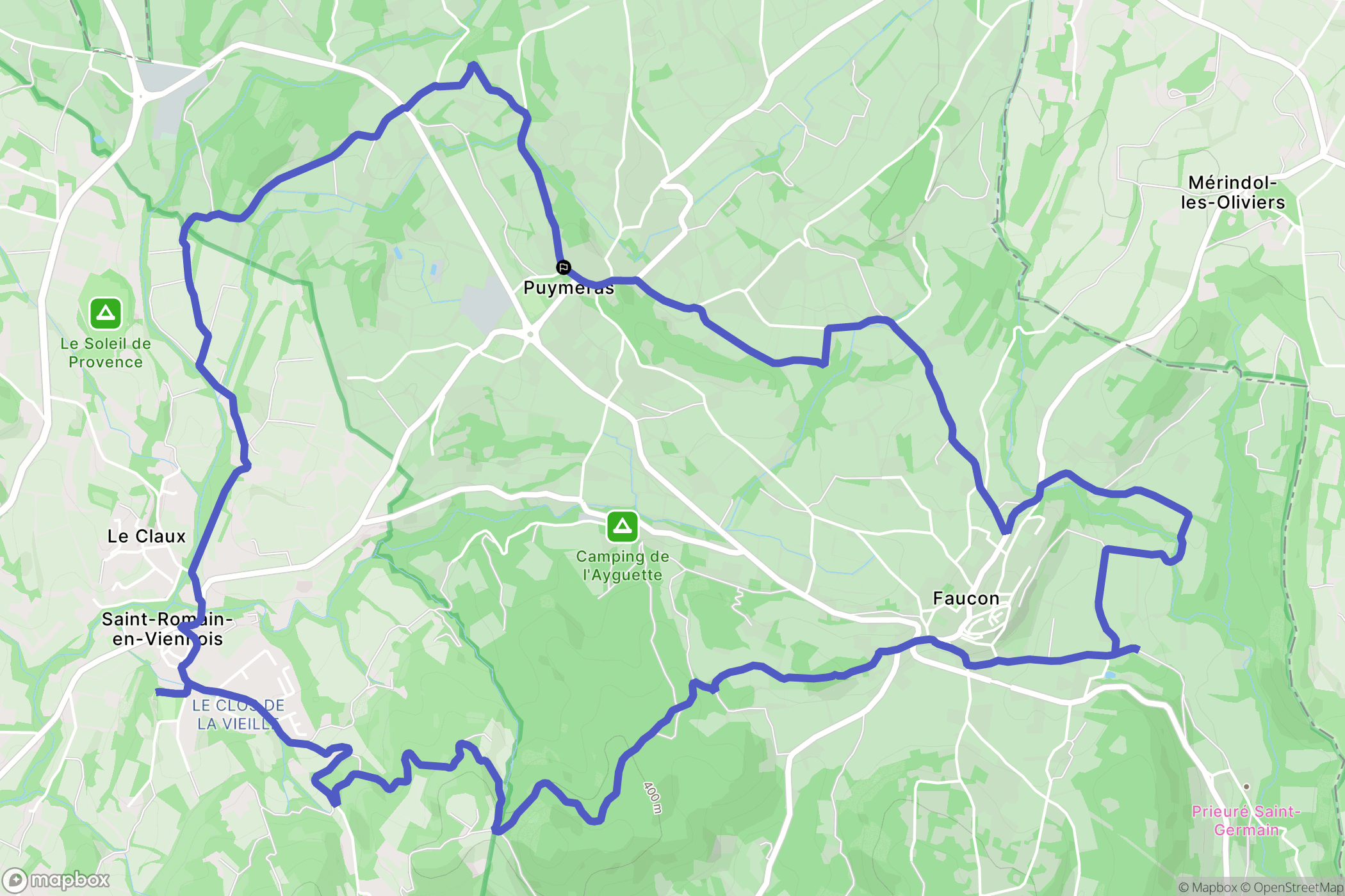 Puyméras : carte du parcours de randonnée - France