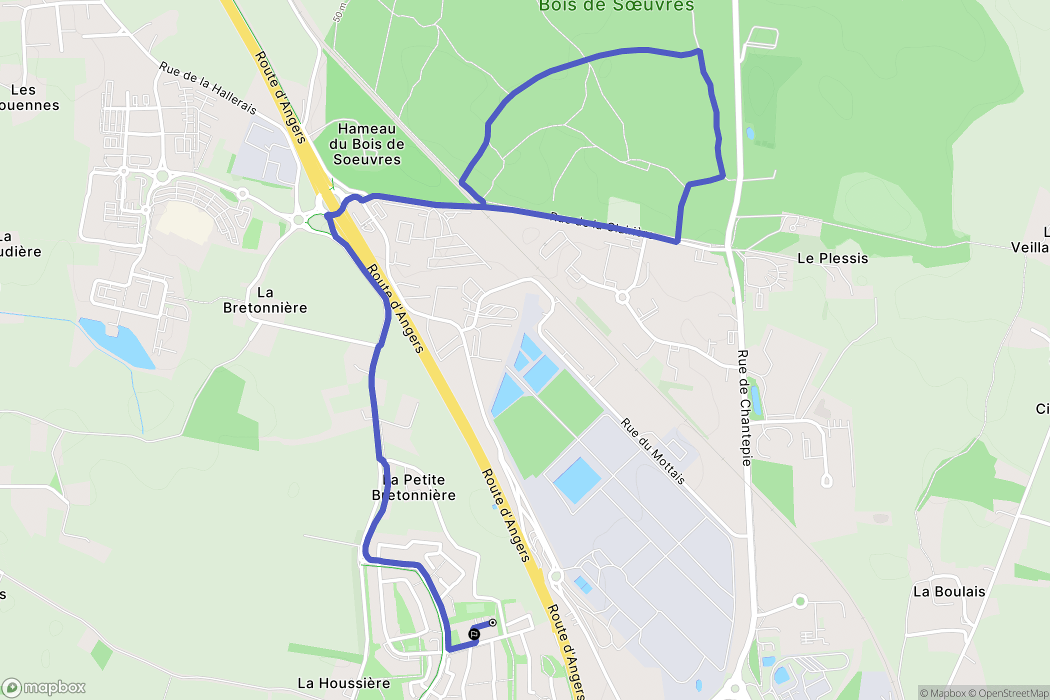 Vern-sur-Seiche : carte du parcours de randonnée - France