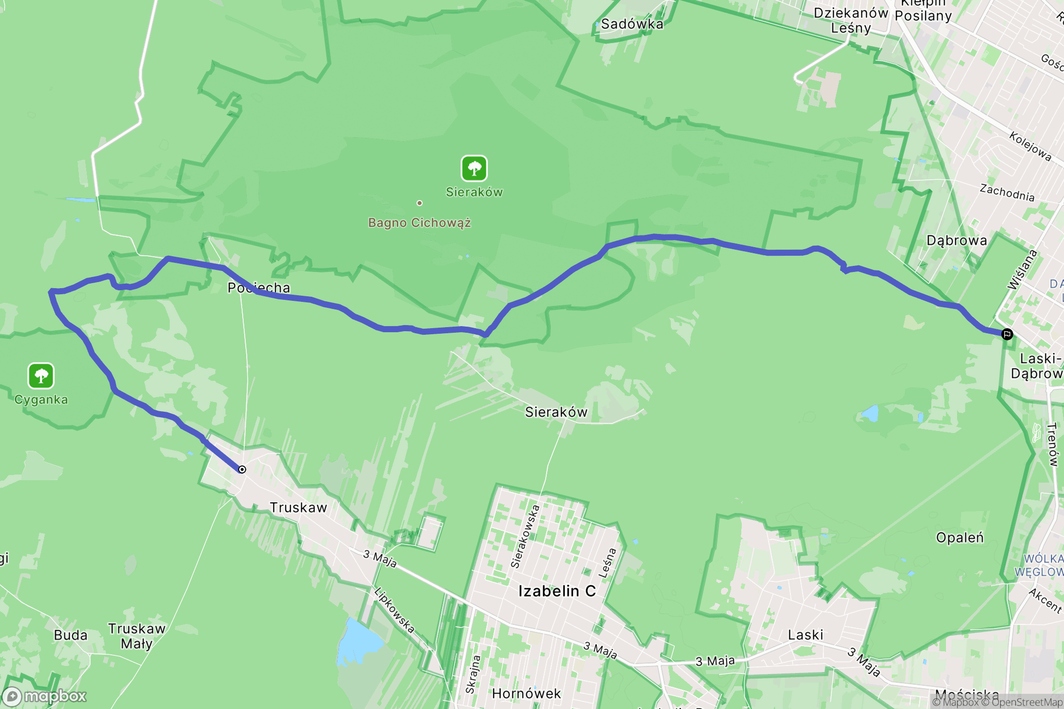 Truskaw: mapa trasy - Poland