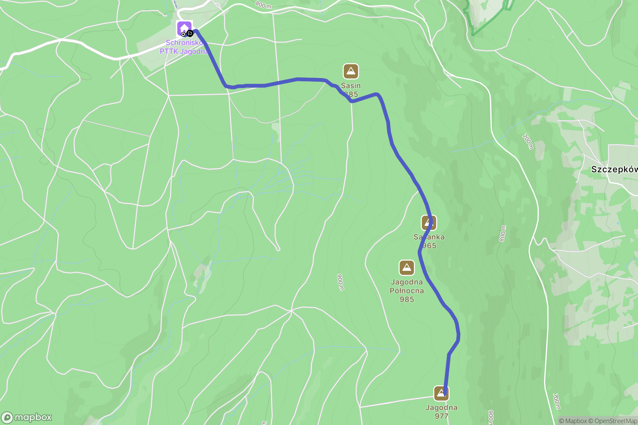 Spalona: mapa trasy - Poland