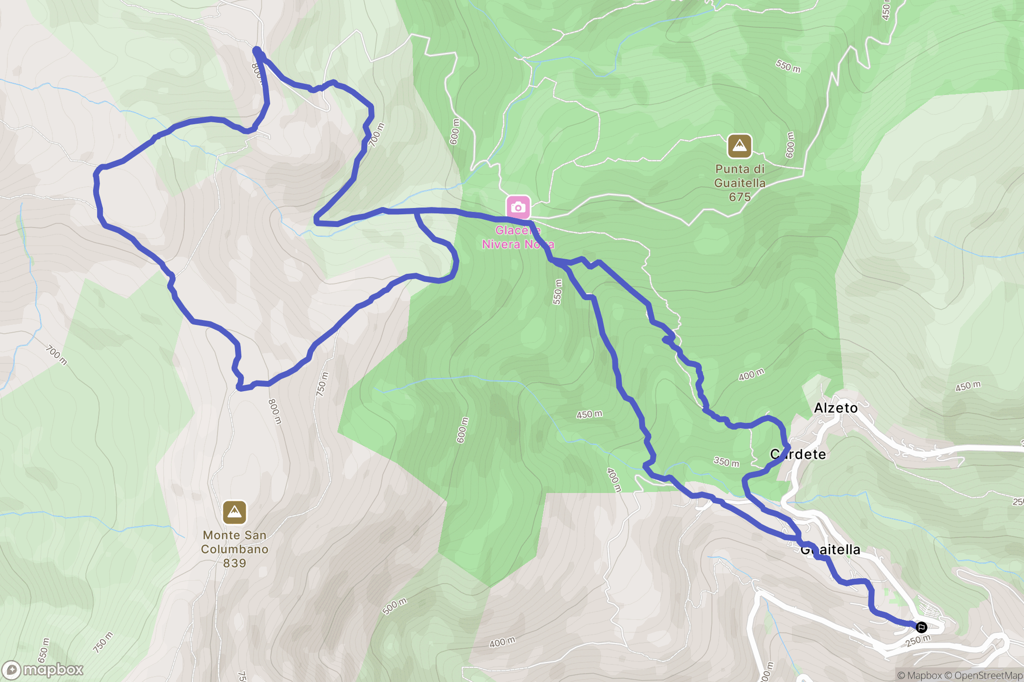 Ville-di-Pietrabugno : carte du parcours de randonnée - France