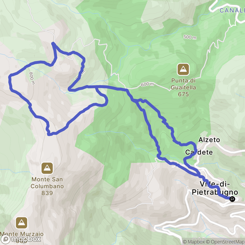 Ville-di-Pietrabugno : carte du parcours de randonnée - France