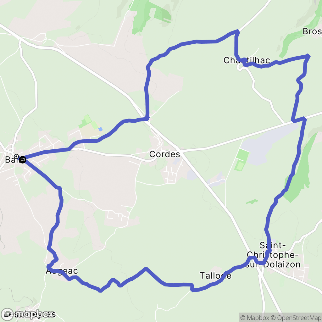 Bains : carte du parcours de randonnée - France