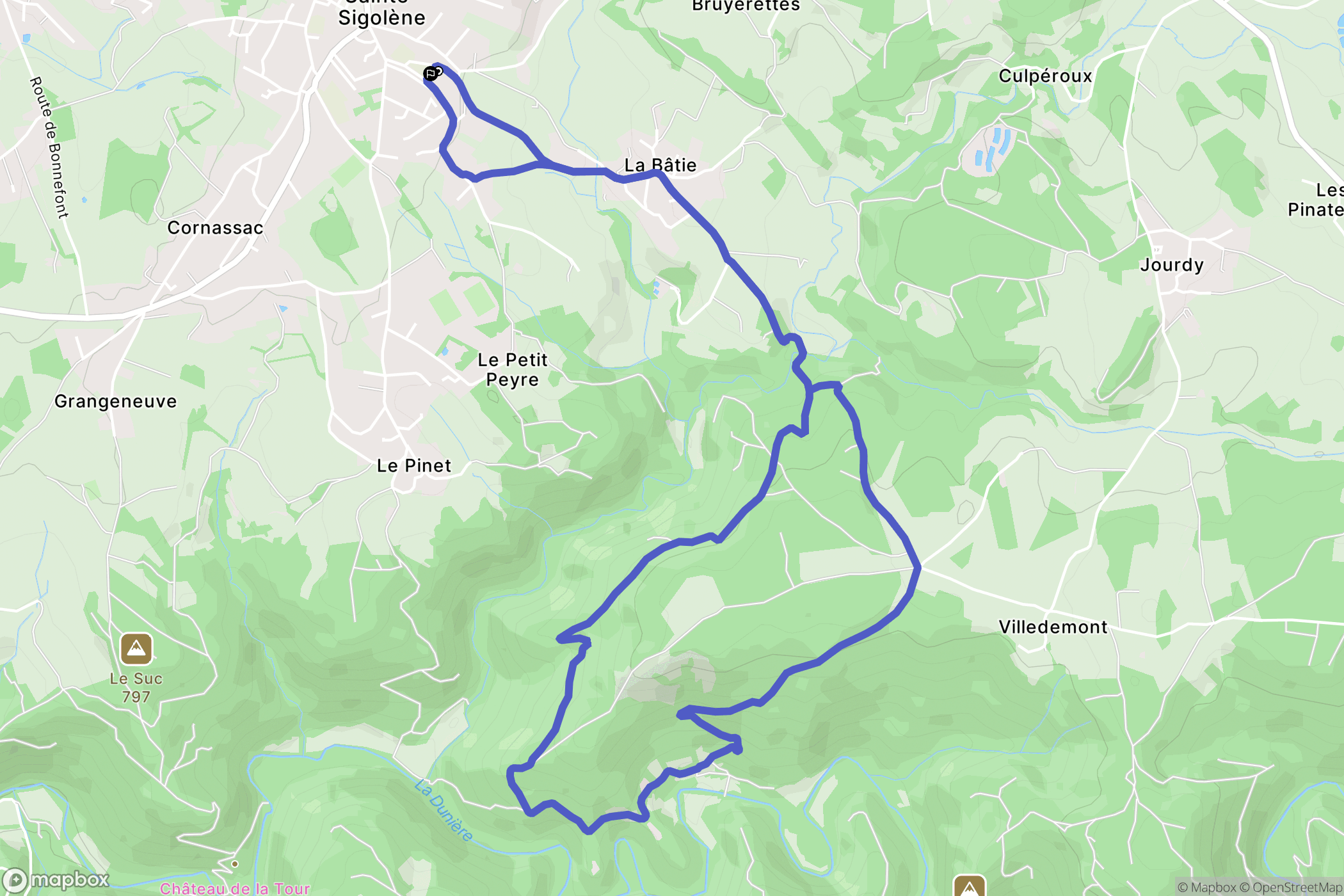 Sainte-Sigolène : carte du parcours de randonnée - France