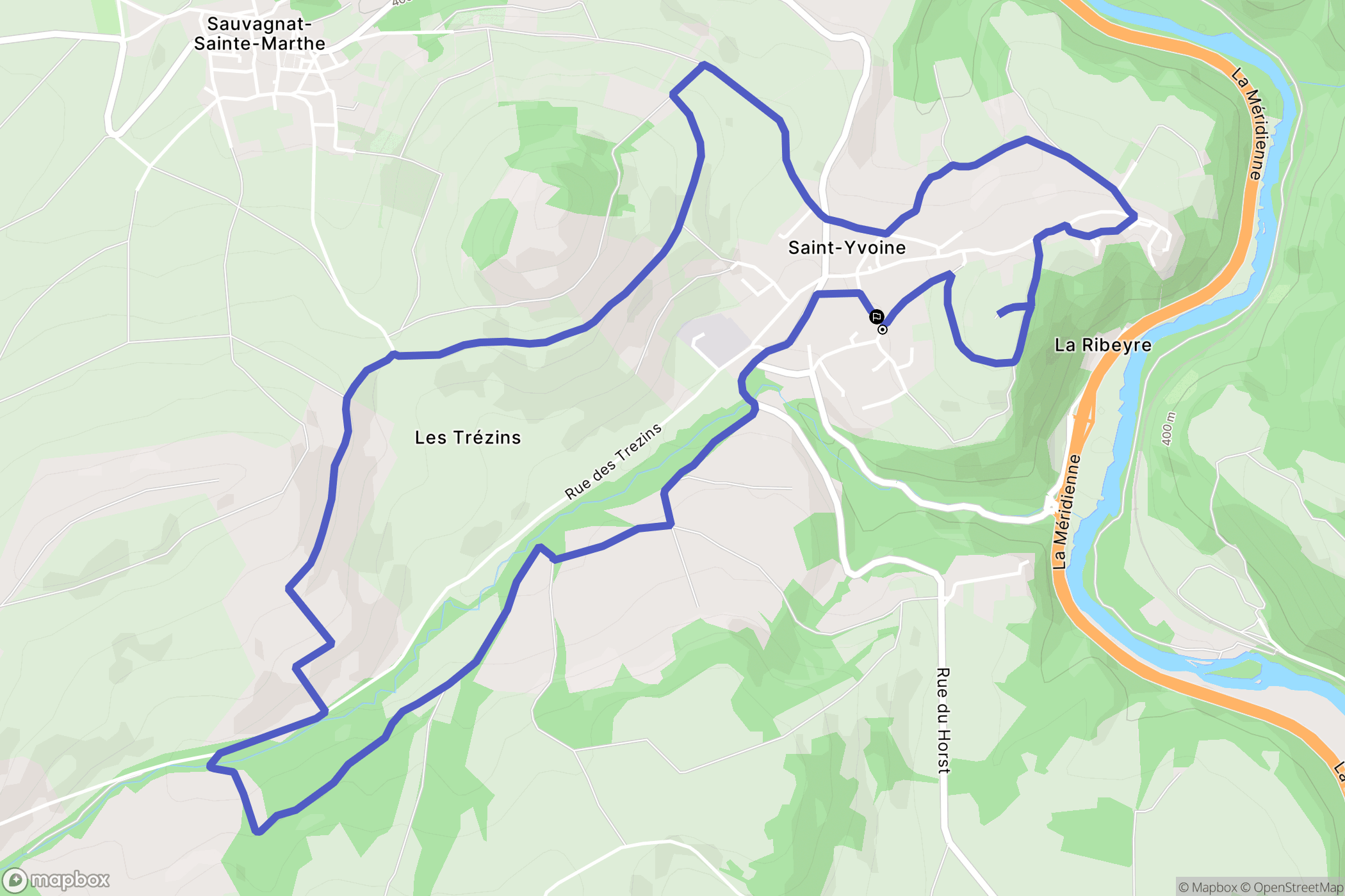 Saint-Yvoine : carte du parcours de randonnée - France