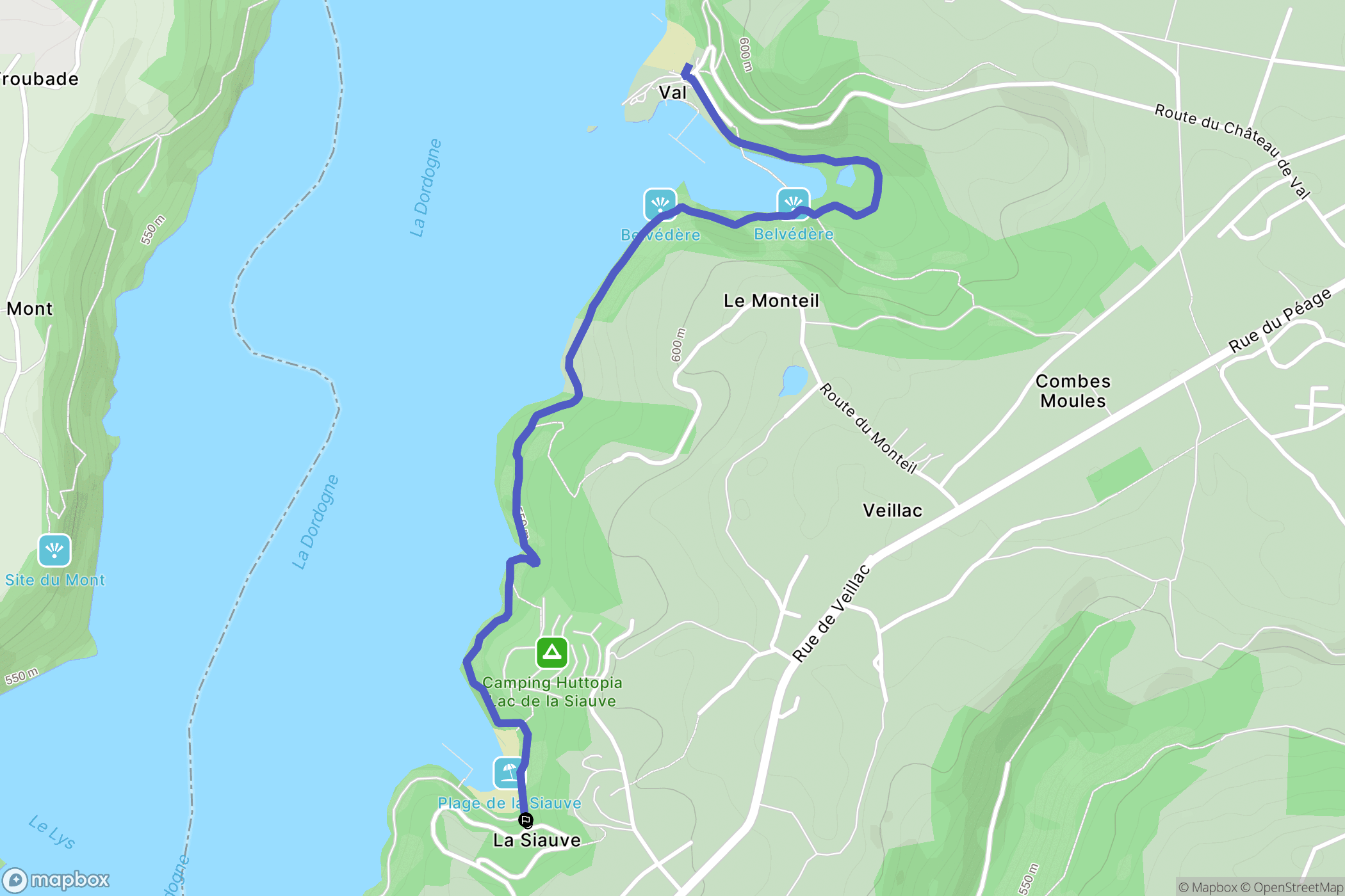Lanobre : carte du parcours de randonnée - France