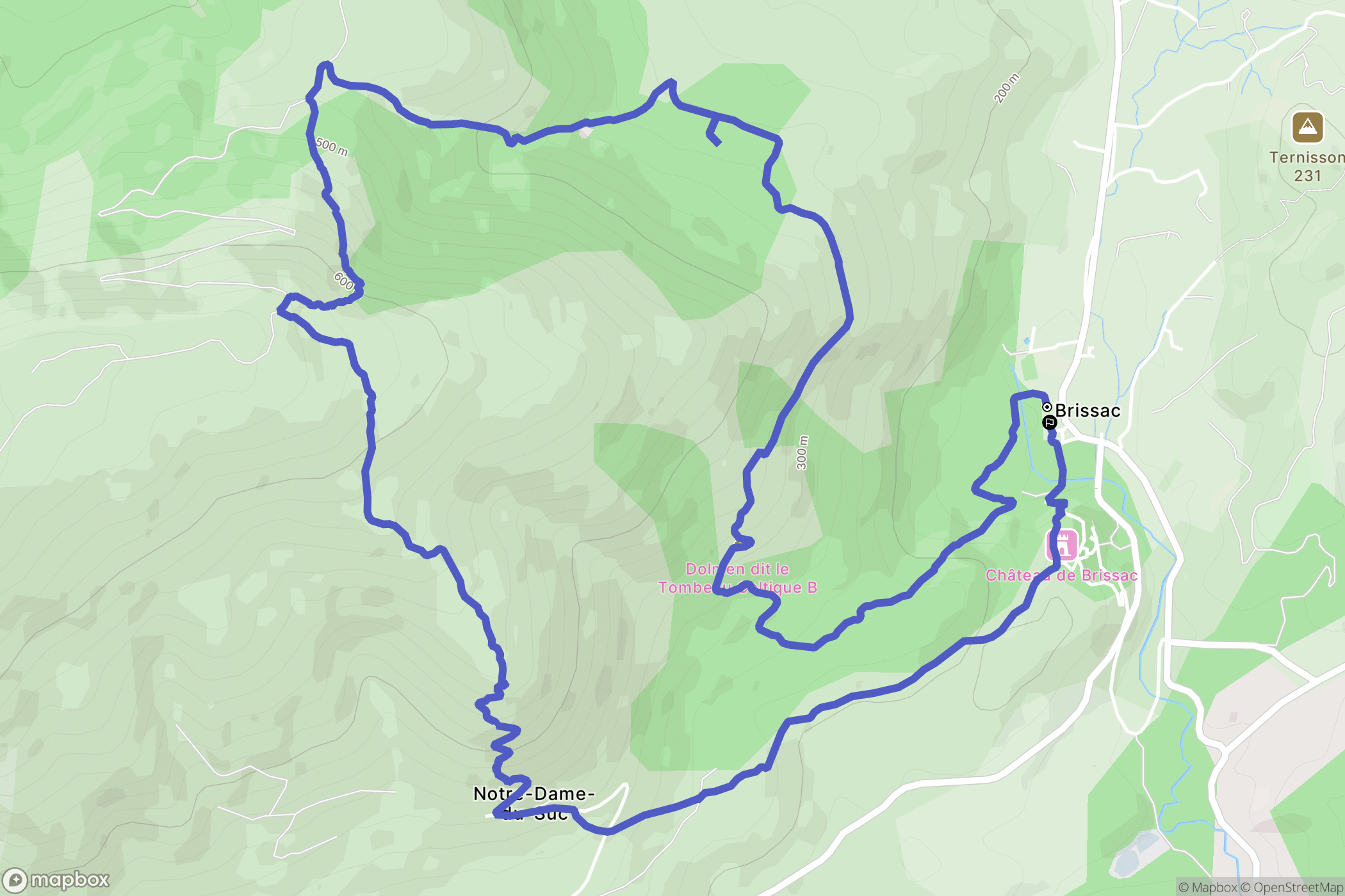 Brissac : carte du parcours de randonnée - France