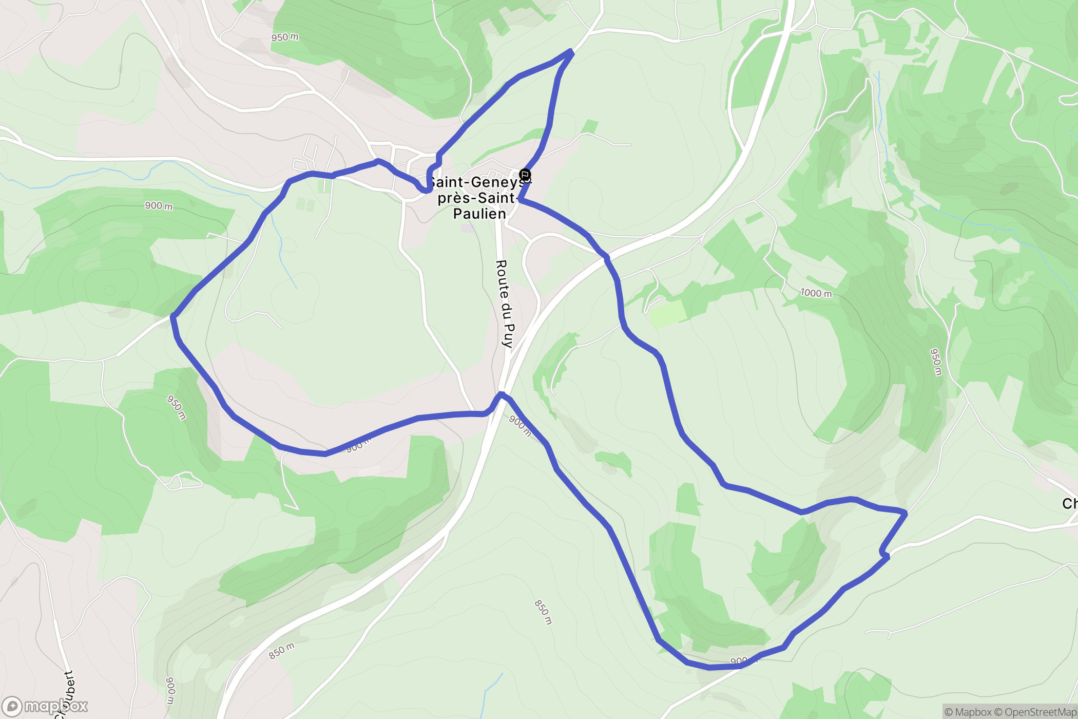 Saint-Geneys-prés-Saint-Paulien : carte du parcours de randonnée - France