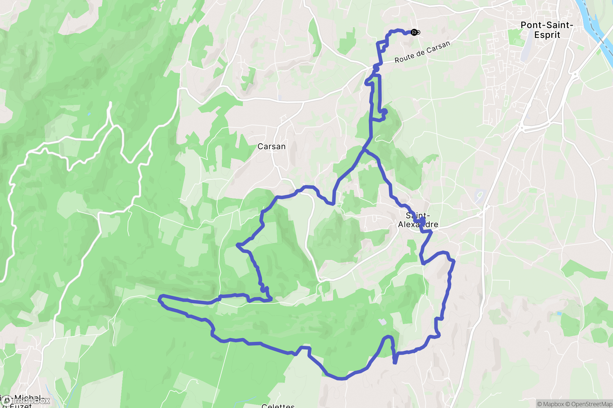 Pont-Saint-Esprit : carte du parcours de randonnée - France