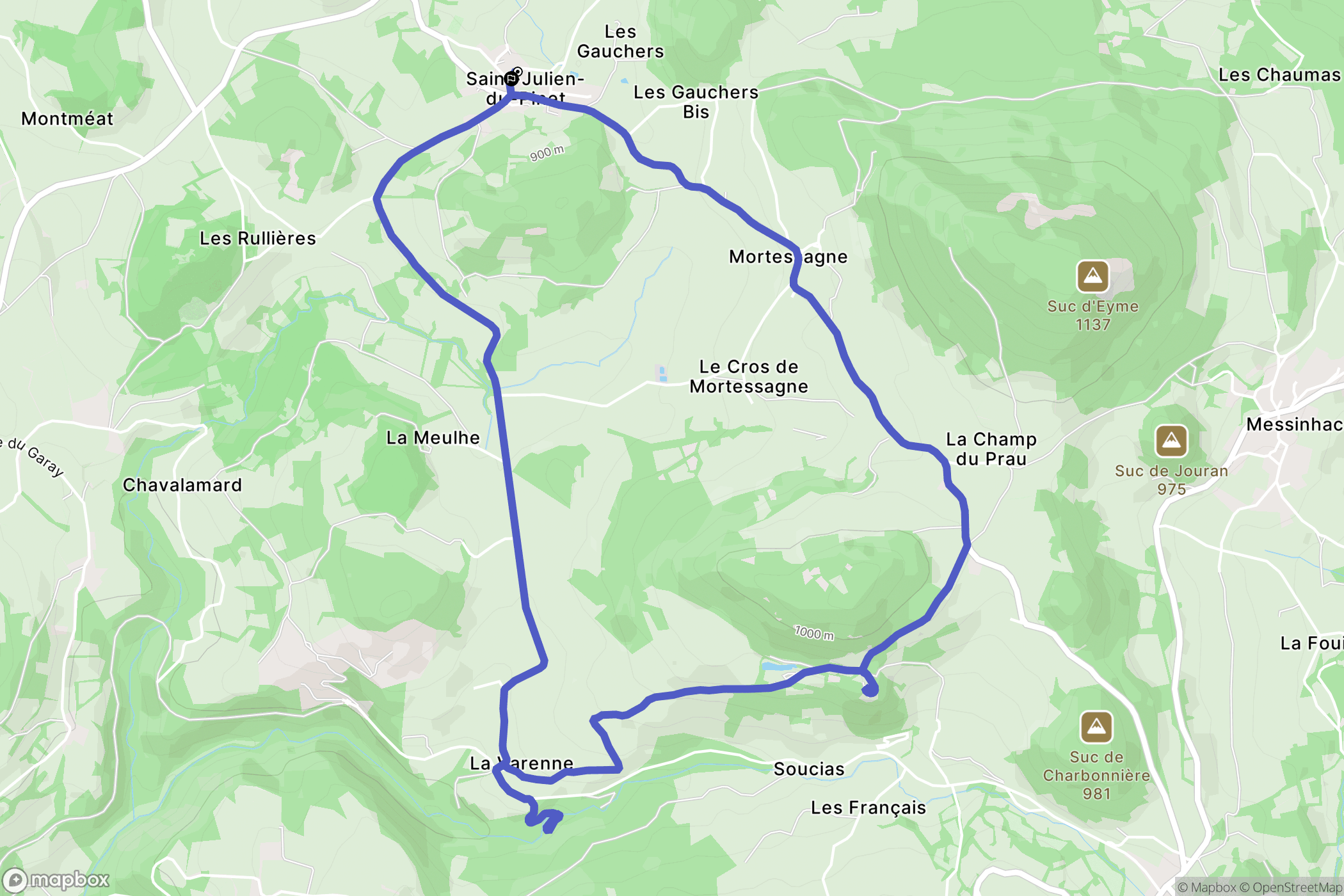 Saint-Julien-du-Pinet : carte du parcours de randonnée - France