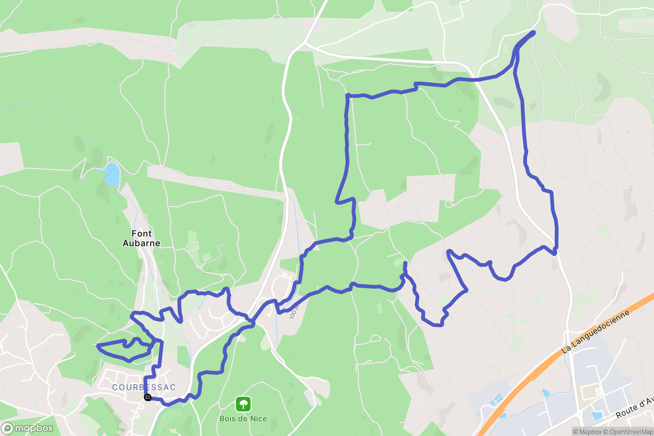 Nîmes : carte du parcours de randonnée - France