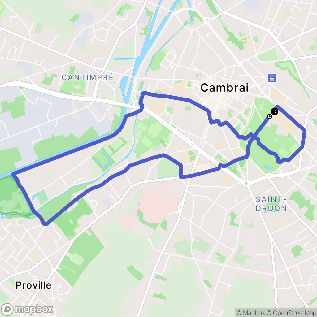 Cambrai : carte du parcours de randonnée - France
