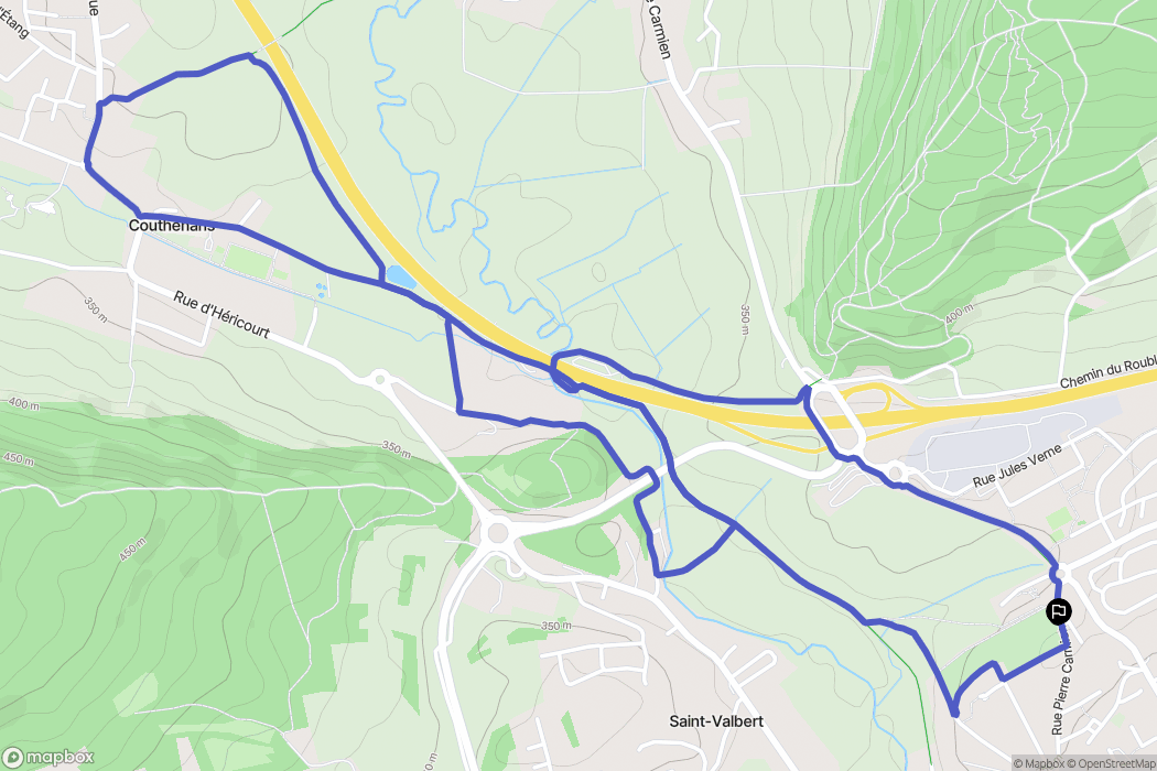 Héricourt : carte du parcours de randonnée - France