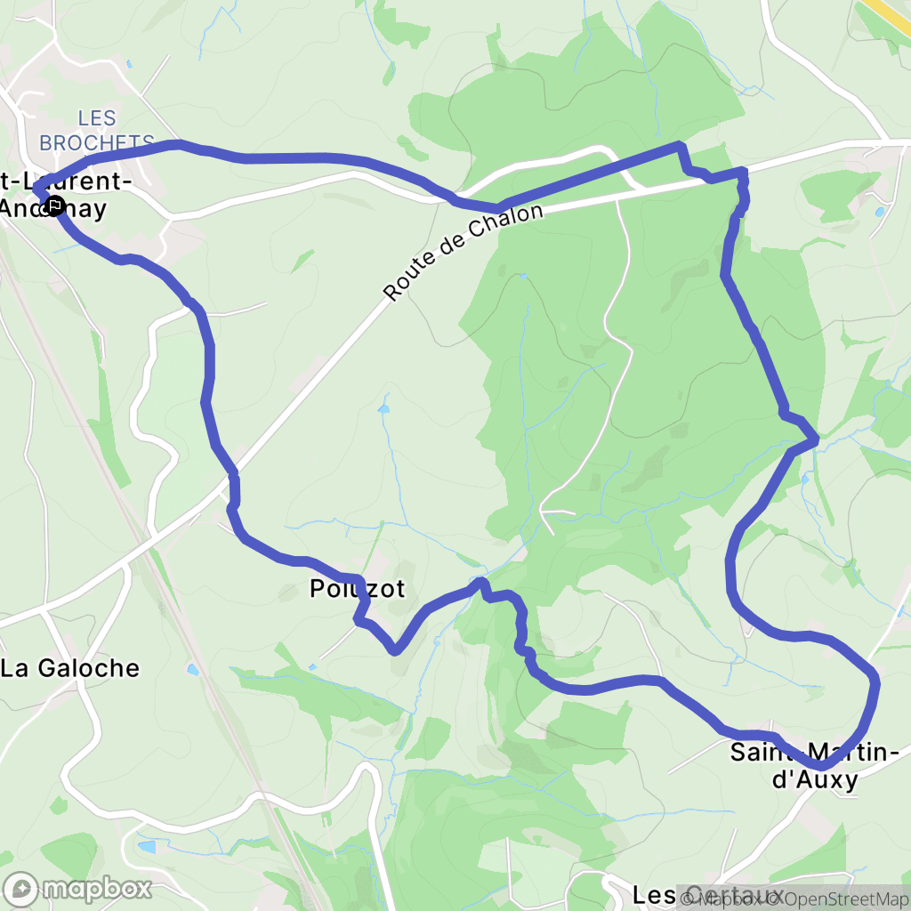 Saint-Laurent-d'Andenay : carte du parcours de randonnée - France