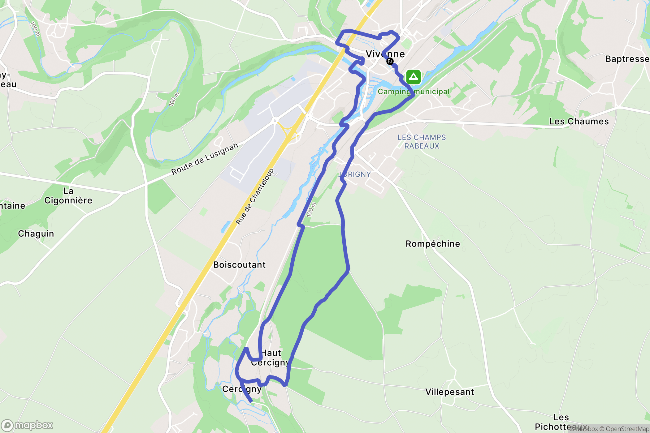 Vivonne : carte du parcours de randonnée - France