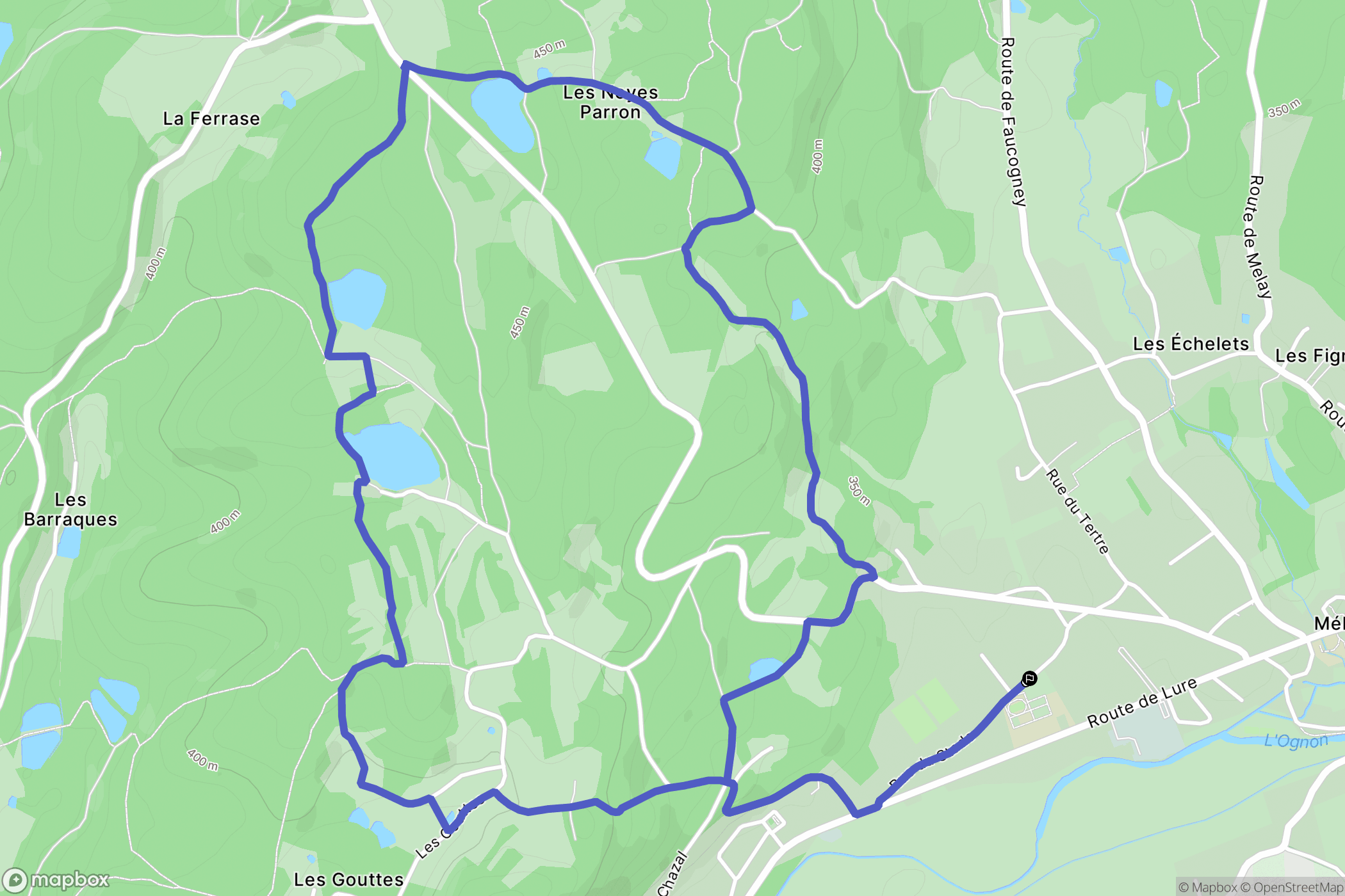 Mélisey : carte du parcours de randonnée - France