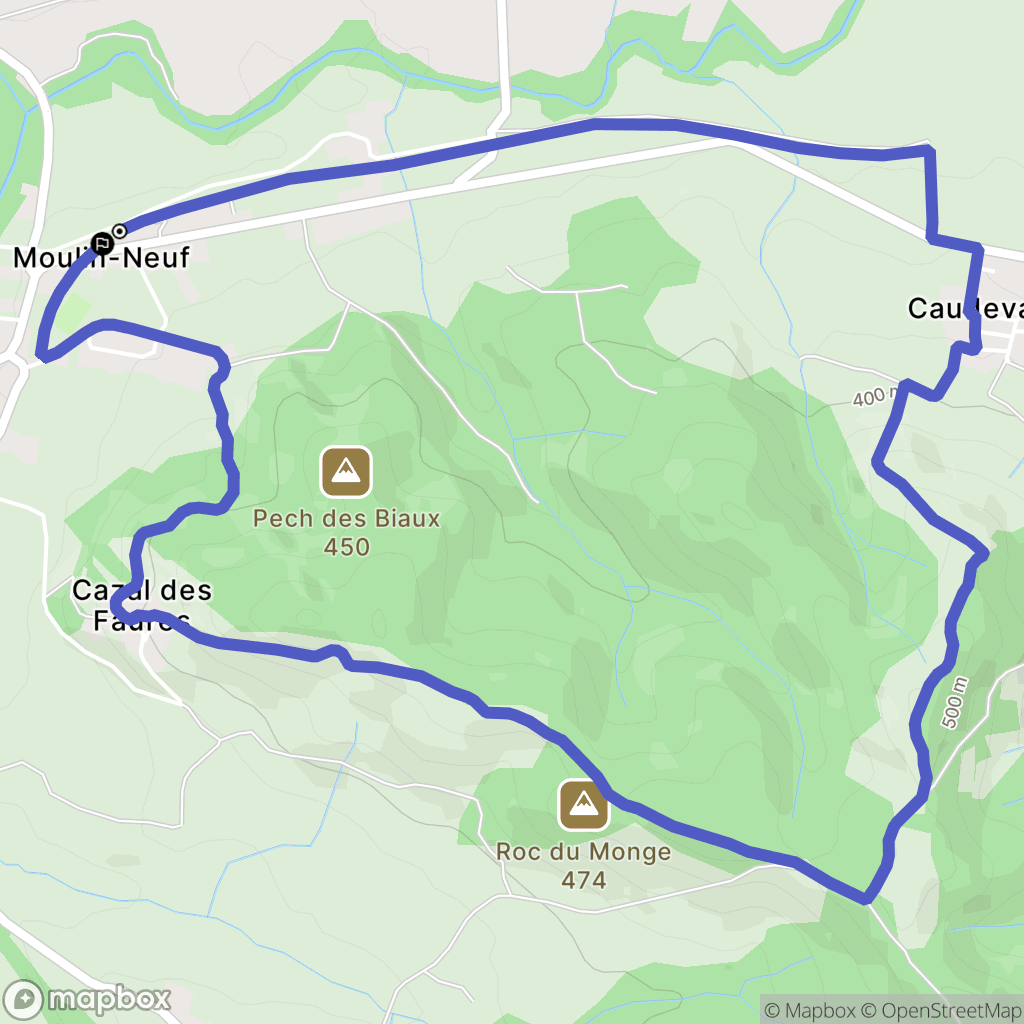 Moulin-Neuf : carte du parcours de randonnée - France