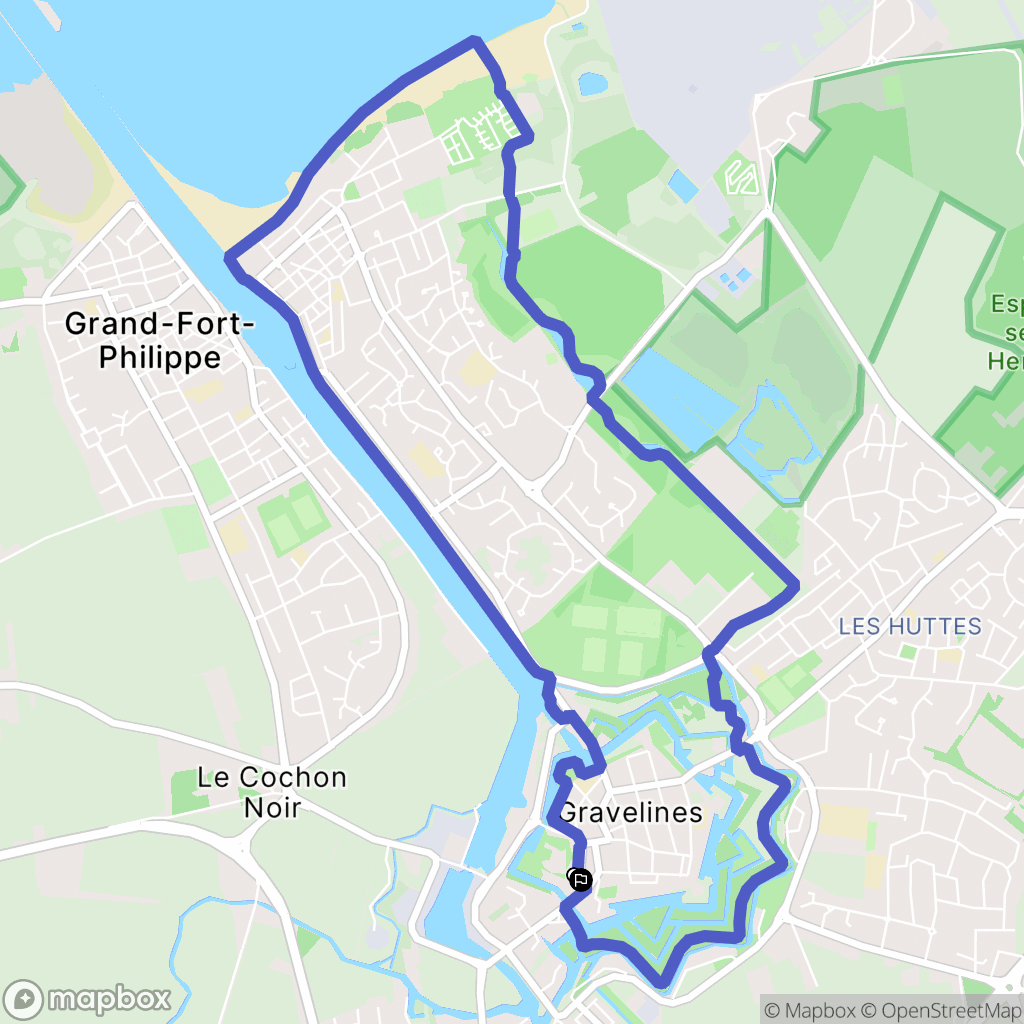 Gravelines : carte du parcours de randonnée - France