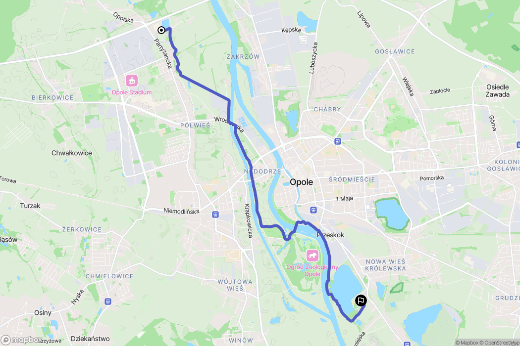 Opole: mapa trasy - Poland