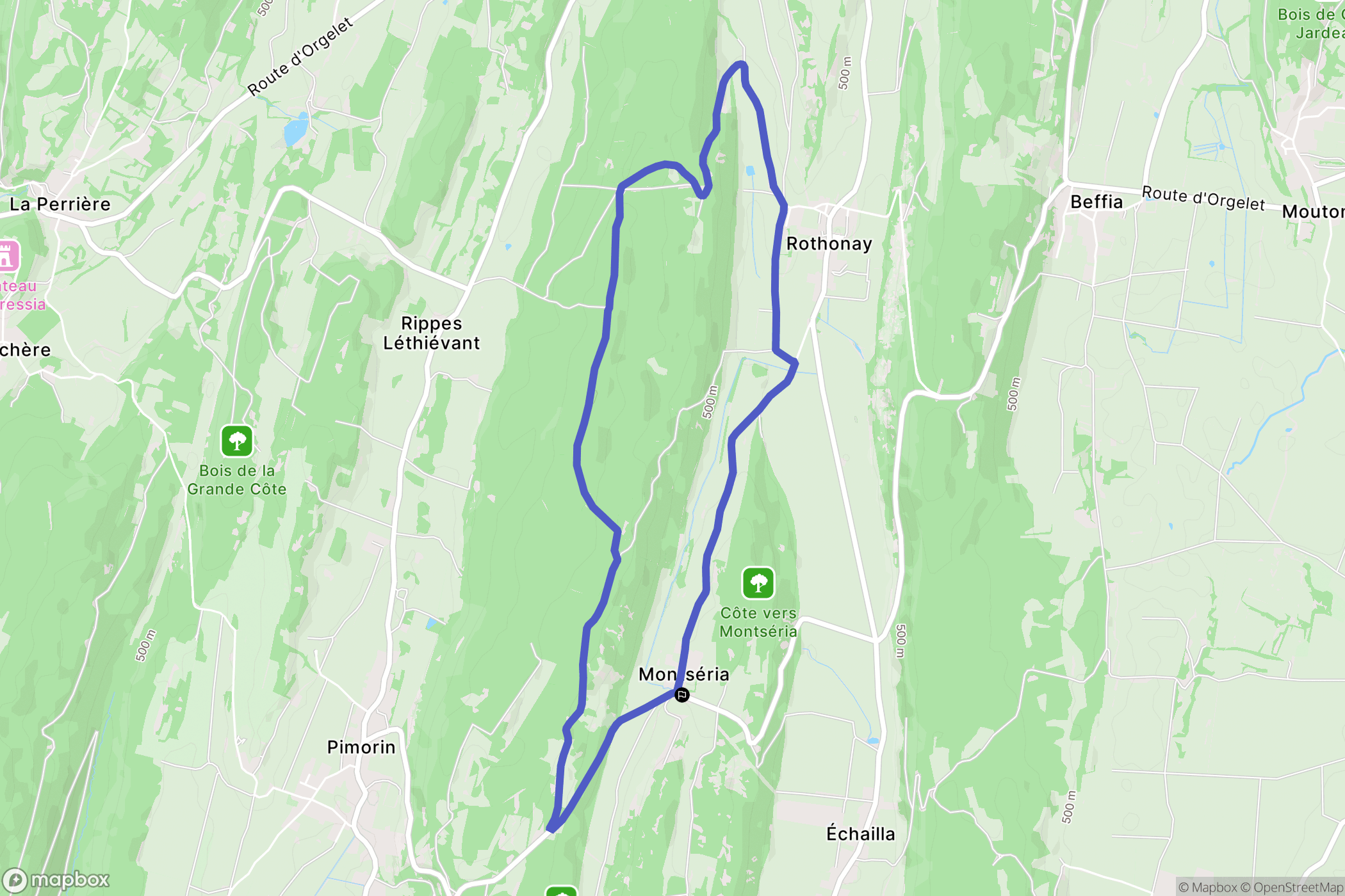 Rothonay : carte du parcours de randonnée - France