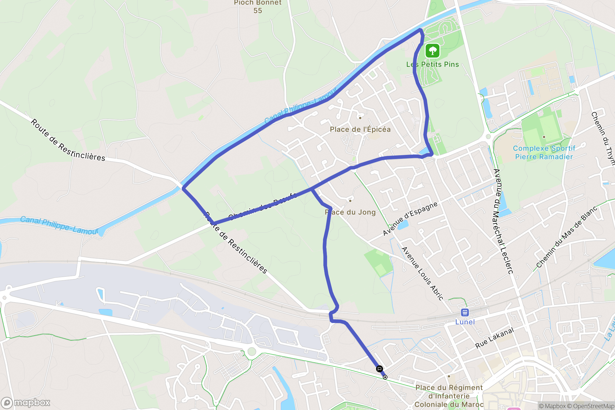 Lunel : carte du parcours de randonnée - France